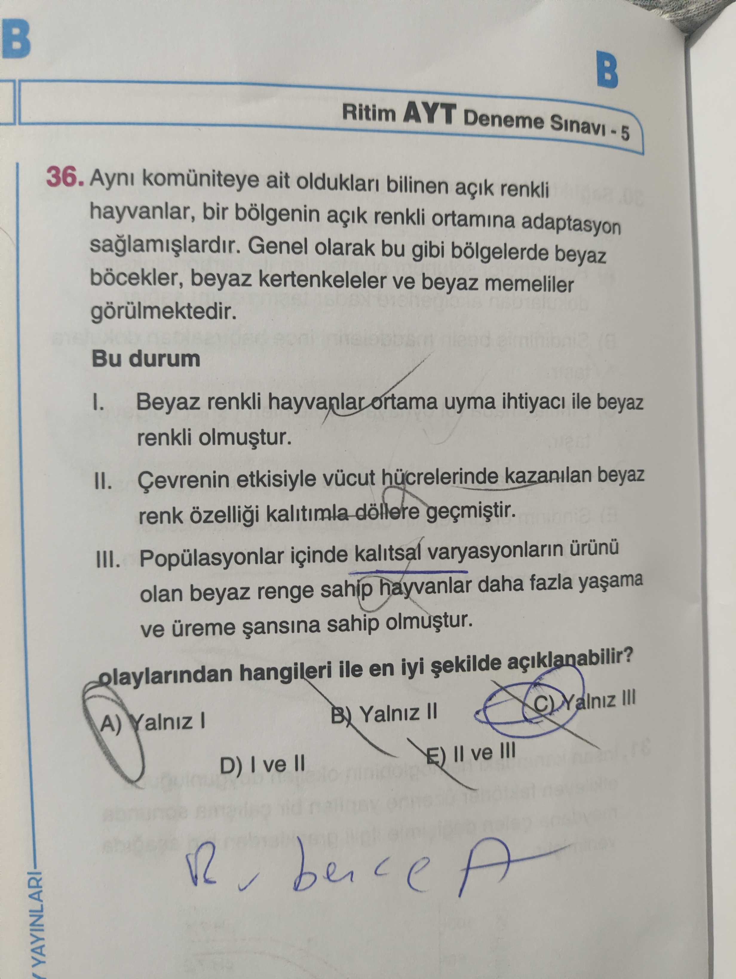 Aynı komüniteye ait oldukları bilinen açık renkli hayvanlar, bir bölgenin açık renkli ortamına