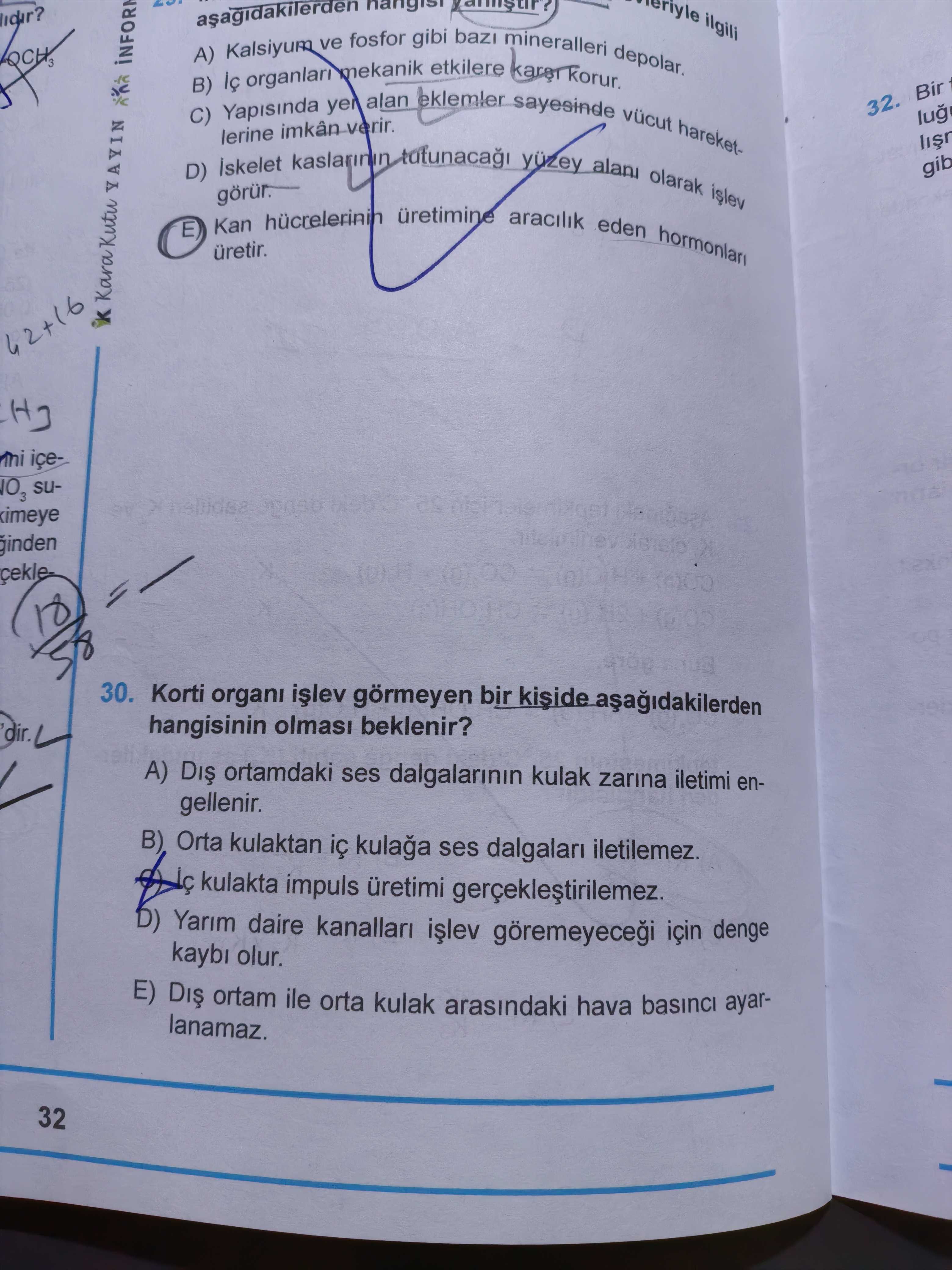 Korti organı işlev görmeyen bir kişide aşağıdakilerden hangisinin olması beklenir?