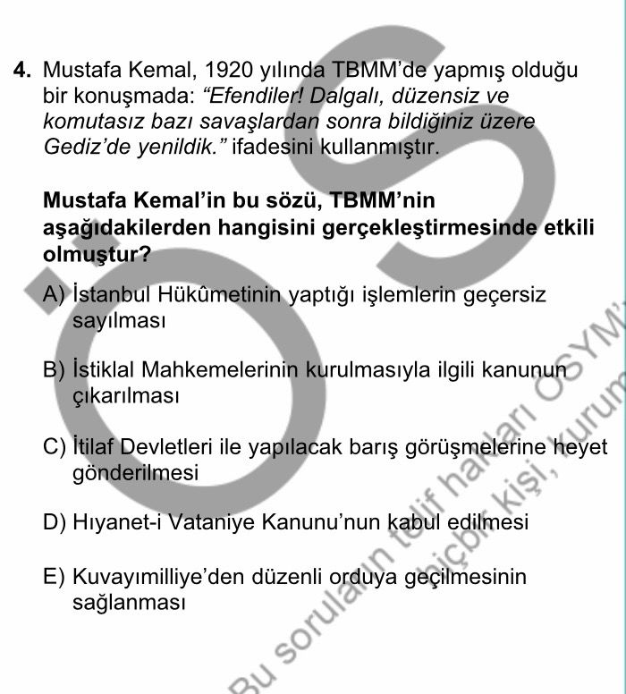 Mustafa Kemal, 1920 yılında TBMM'de yapmış olduğu bir konuşmada: "Efendiler! Dalgalı, düzensiz ve