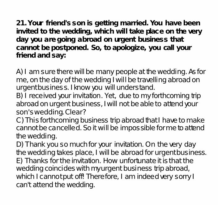 Your friend's son is getting married. You have been invited to the wedding, which will take place on