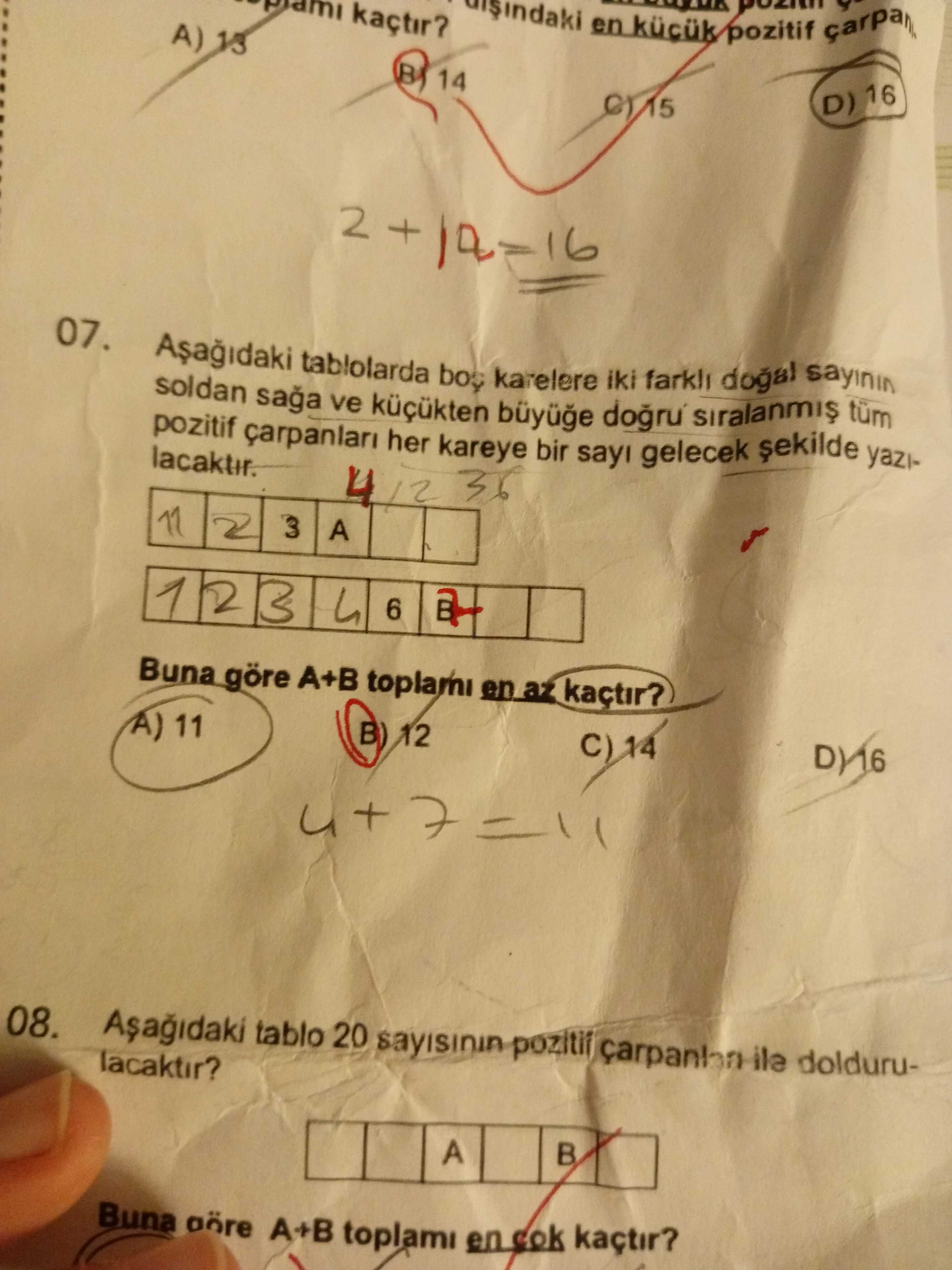 Aşağıdaki tablolarda boş karelere iki farklı doğal sayının soldan sağa ve küçükten büyüğe doğru