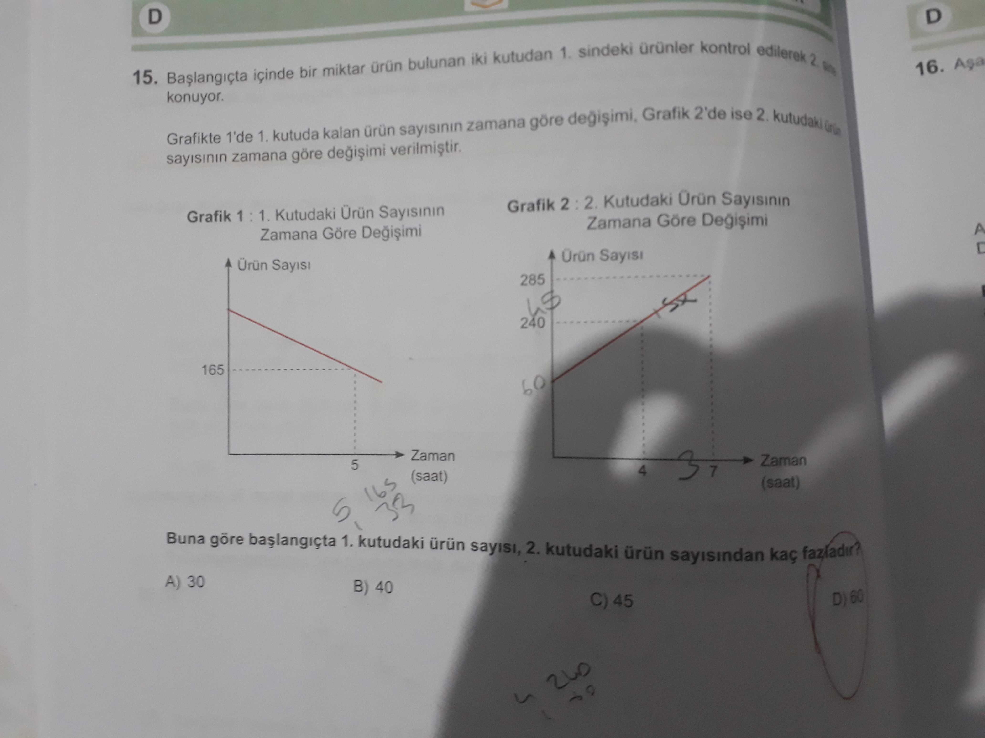 Başlangıçta içinde bir miktar ürün bulunan iki kutudan 1. sindeki ürünler kontrol edilerek 2. sine