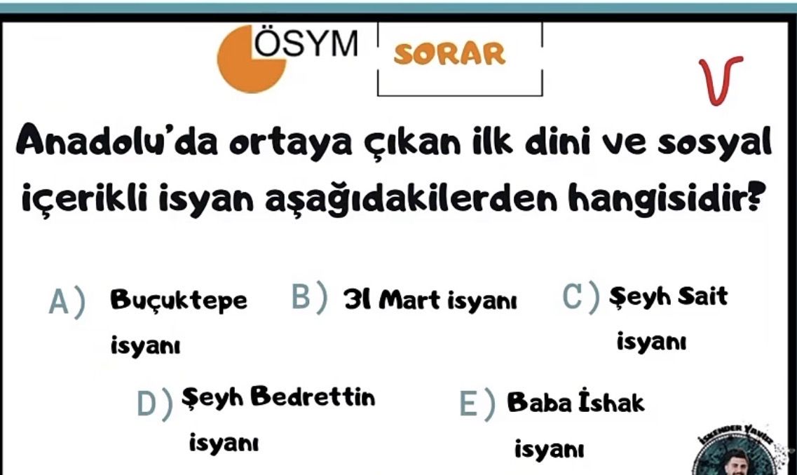 Anadolu'da ortaya çıkan ilk dini ve sosyal içerikli isyan aşağıdakilerden hangisidir?