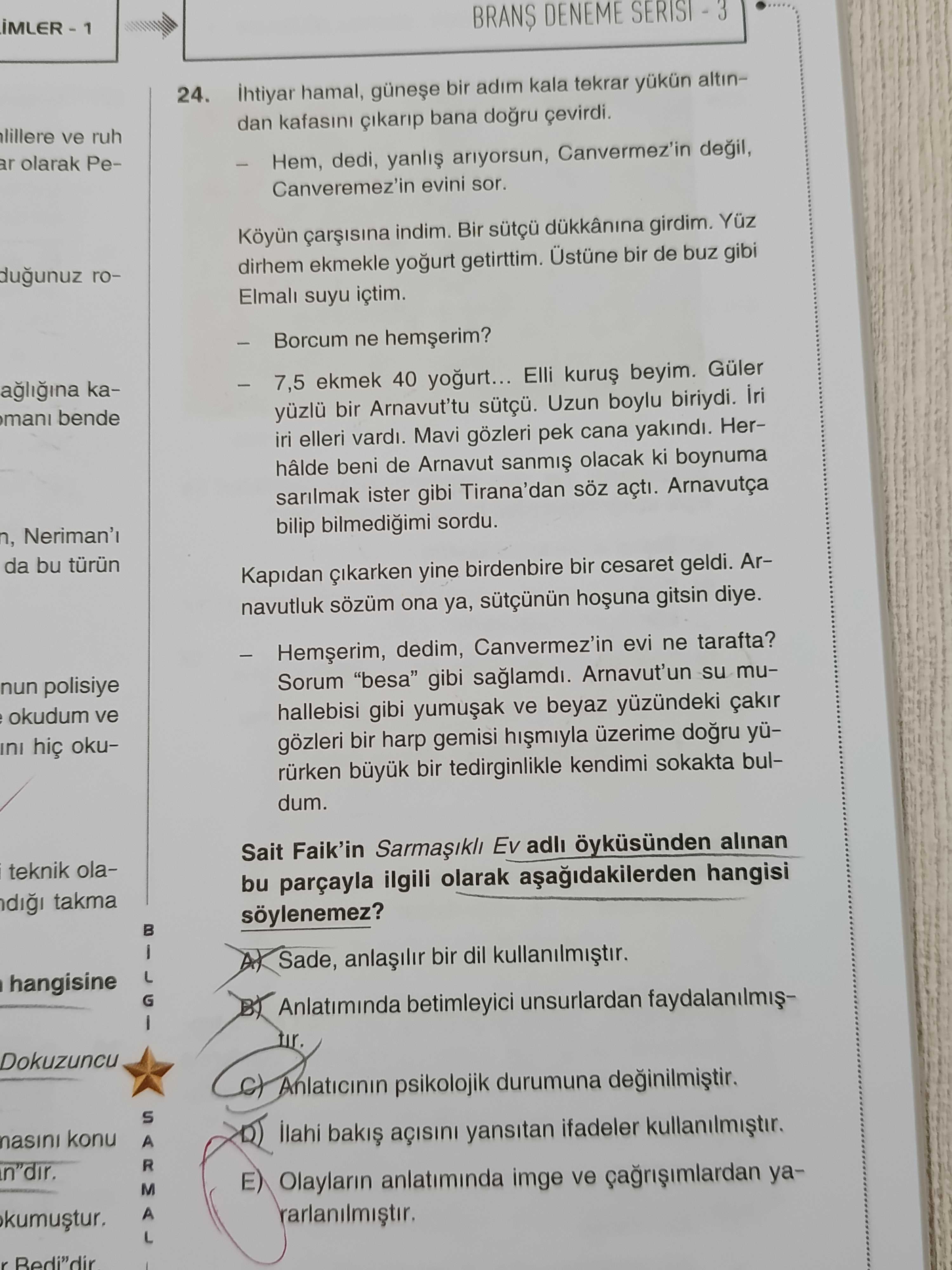İhtiyar hamal, güneşe bir adım kala tekrar yükün altından kafasını çıkarıp bana doğru çevirdi. –