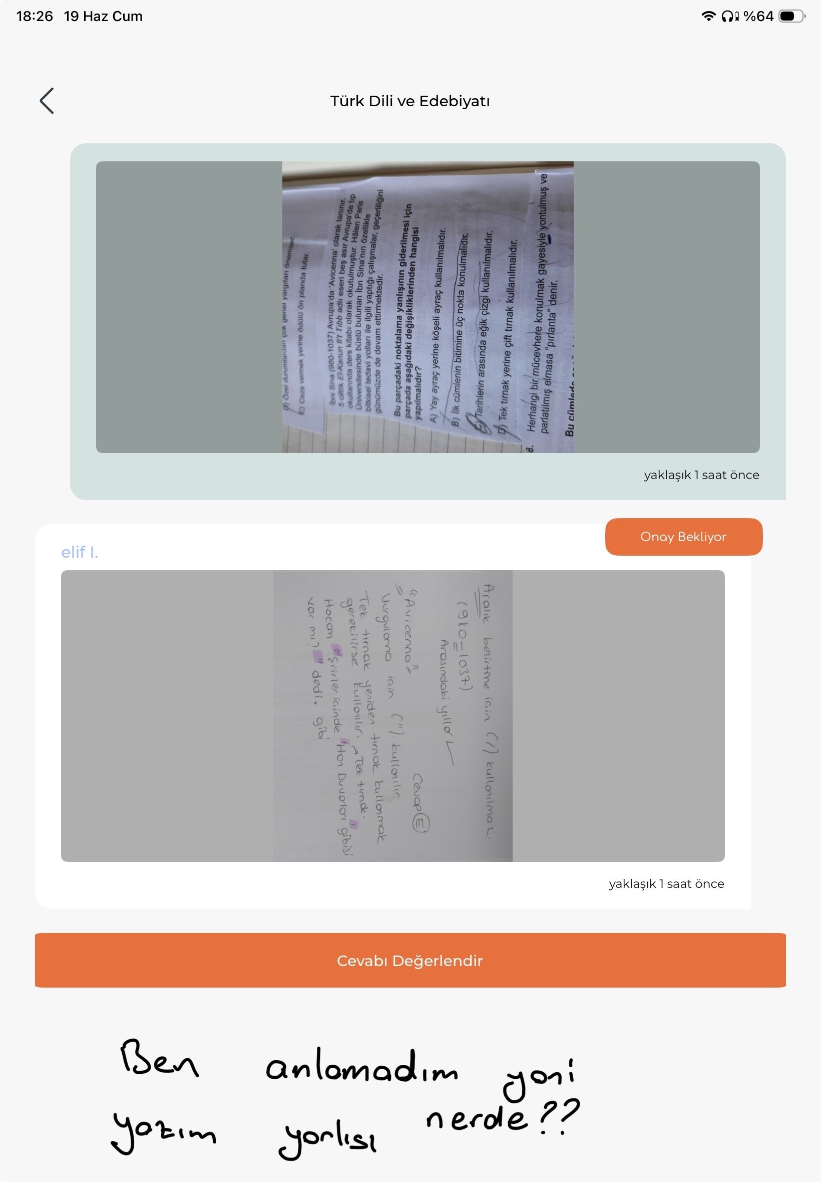 Bu parçadaki noktalama yanlışının giderilmesi için parçada aşağıdaki değişikliklerden hangisi