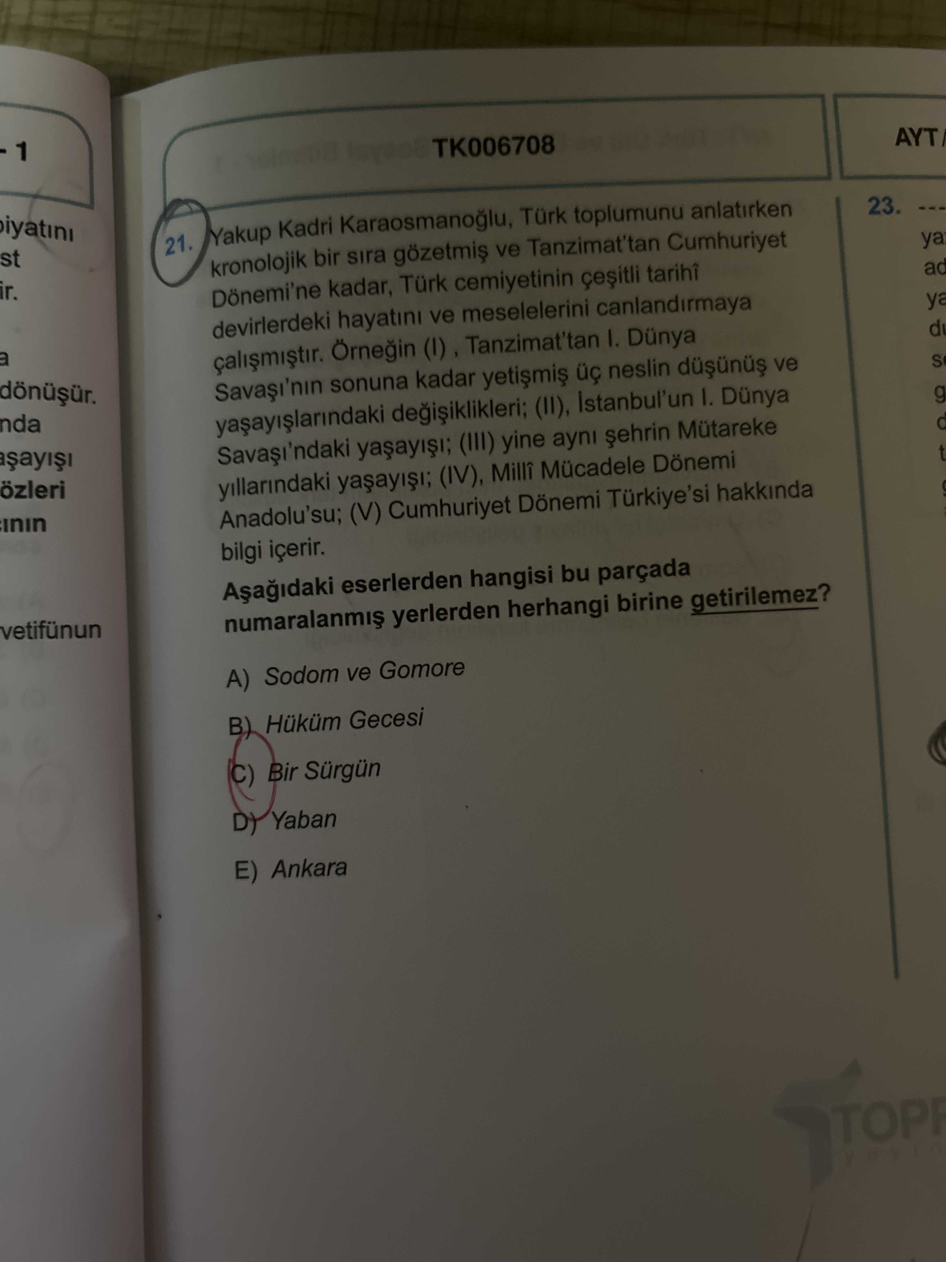 Yakup Kadri Karaosmanoğlu, Türk toplumunu anlatırken kronolojik bir sıra gözetmiş ve Tanzimat'tan