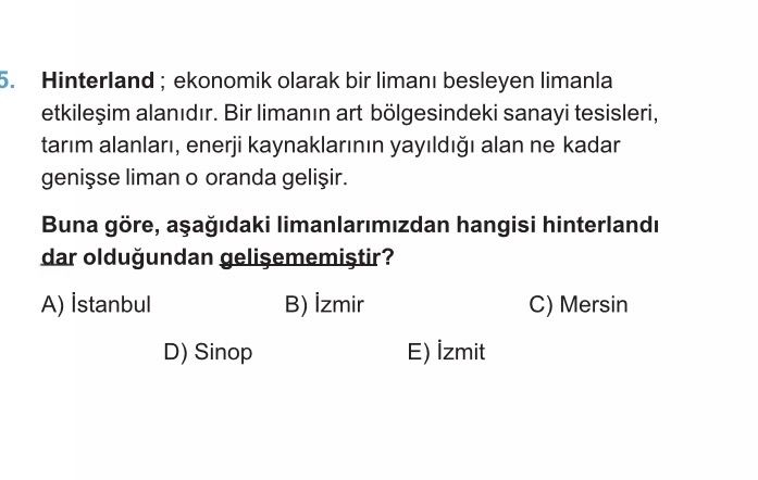 Hinterland ; ekonomik olarak bir limanı besleyen limanla etkileşim alanıdır. Bir limanın art
