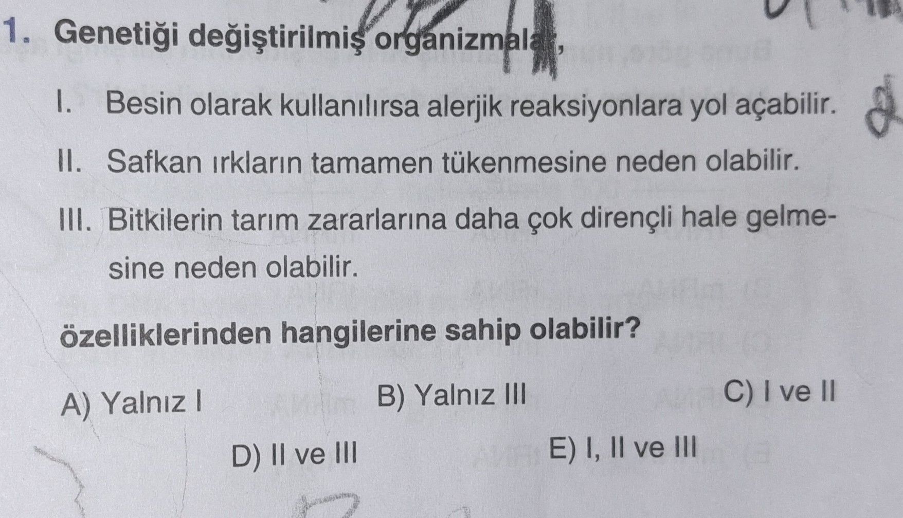 Genetiği değiştirilmiş organizmalar, I. Besin olarak kullanılırsa alerjik reaksiyonlara yol