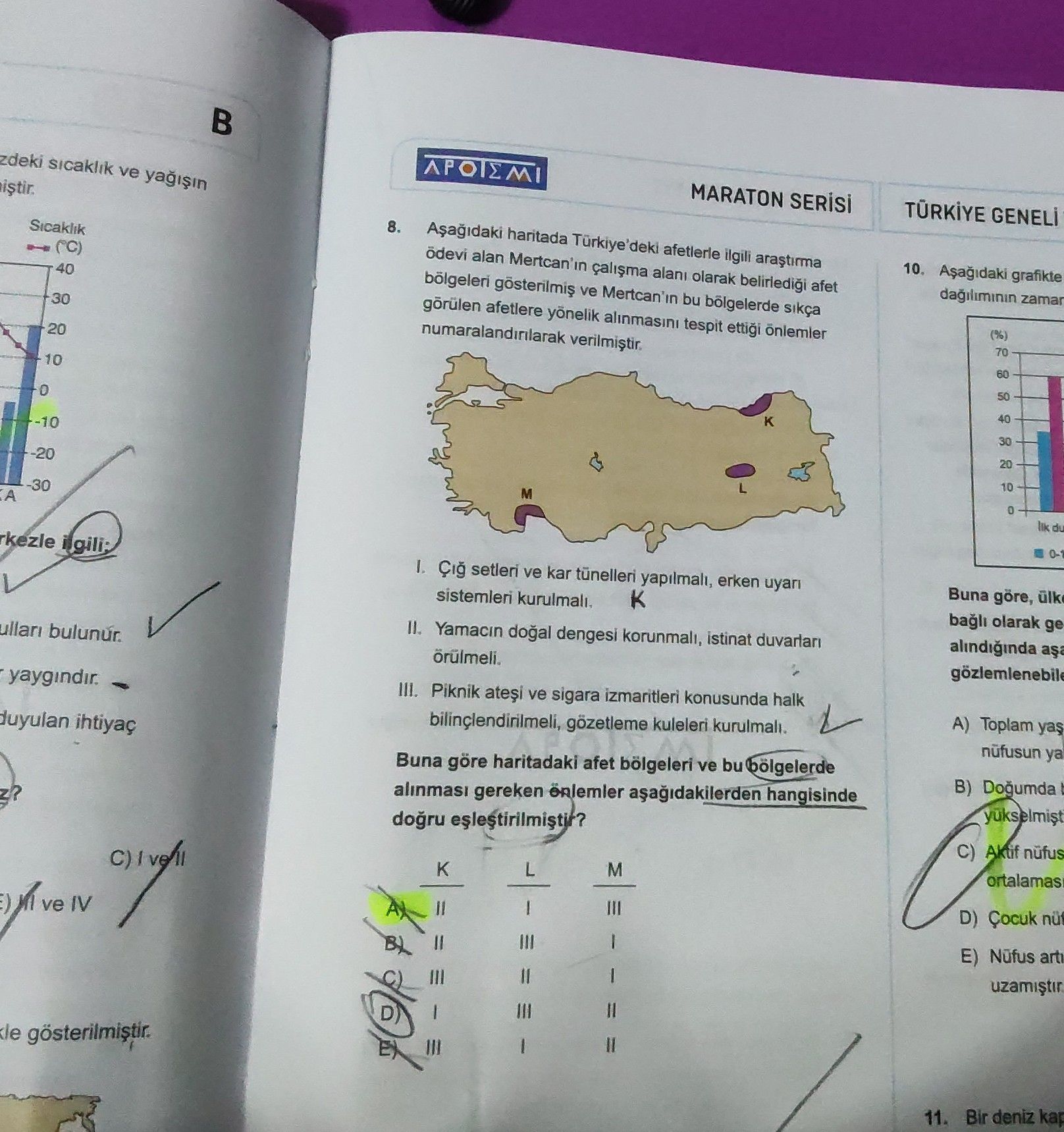 Aşağıdaki haritada Türkiye'deki afetlerle ilgili araştırma ödevi alan Mertcan'ın çalışma alanı