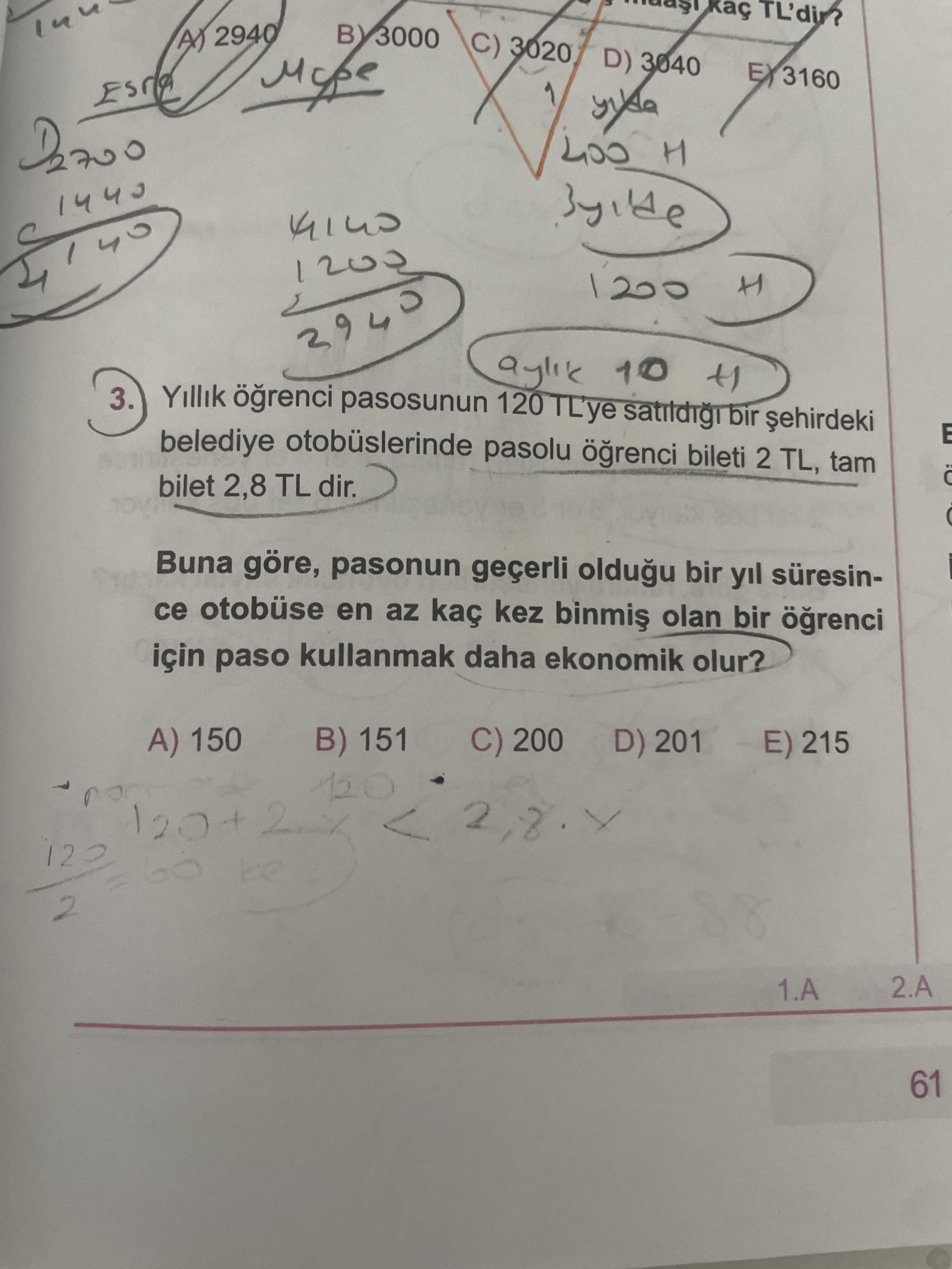 Yıllık öğrenci pasosunun 120 TL'ye satıldığı bir şehirdeki belediye otobüslerinde pasolu öğrenci