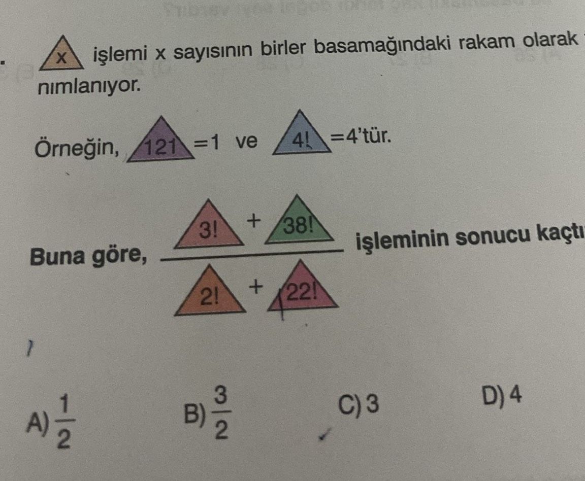 Sayisinin birler rakam olarak nimlaniyor. =4'tür. =1 ve 121 + 38. 3. sonucu kaçti Buna göre, + 22. 2. 3 D) 4 B) A) 2 sayisinin birler rakam olarak nimlaniyor. 3 D) 4 B) A) 2. ?? Model.Question.title