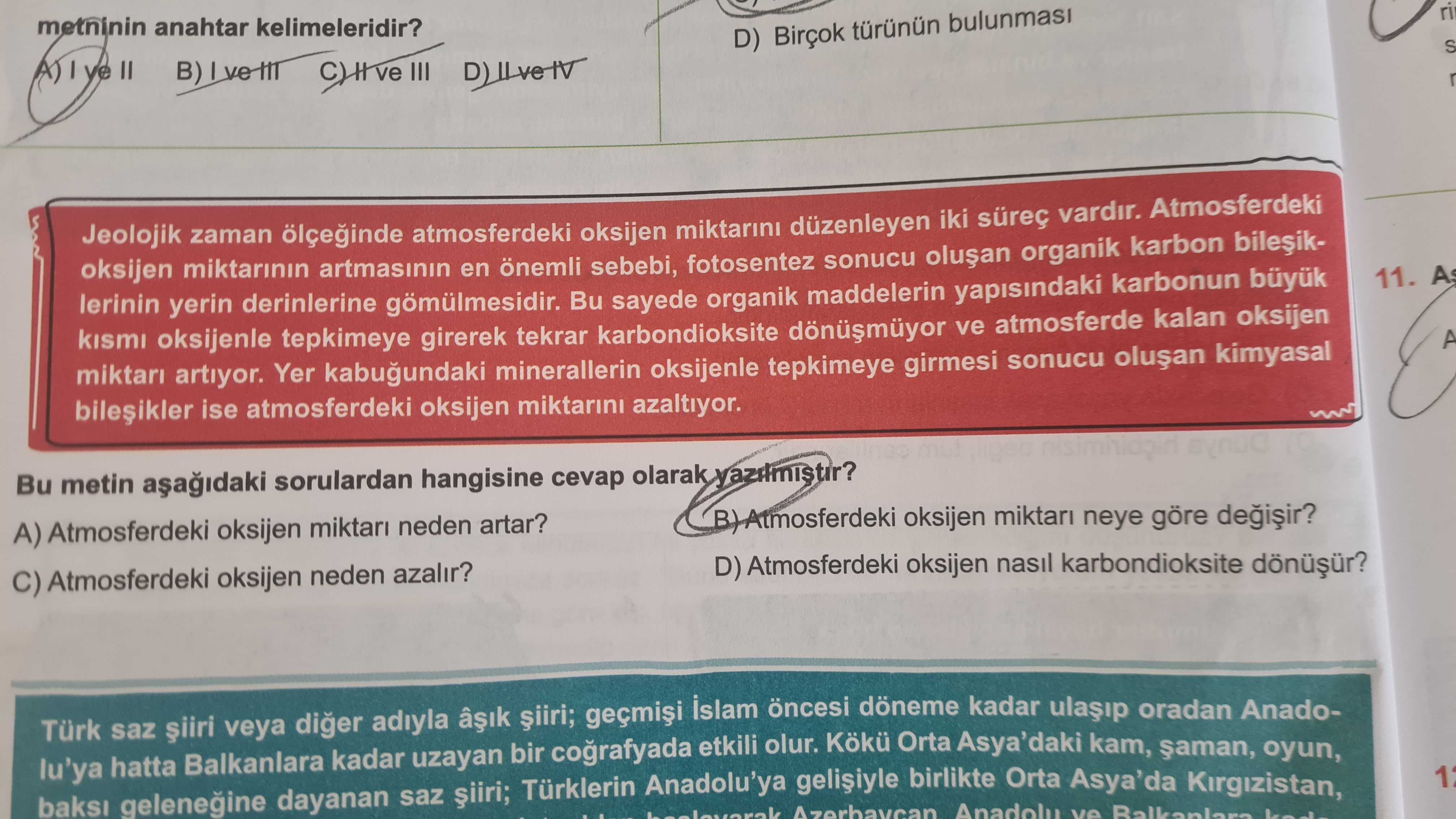 Jeolojik zaman ölçeğinde atmosferdeki oksijen miktarını düzenleyen iki süreç vardır. Atmosferdeki