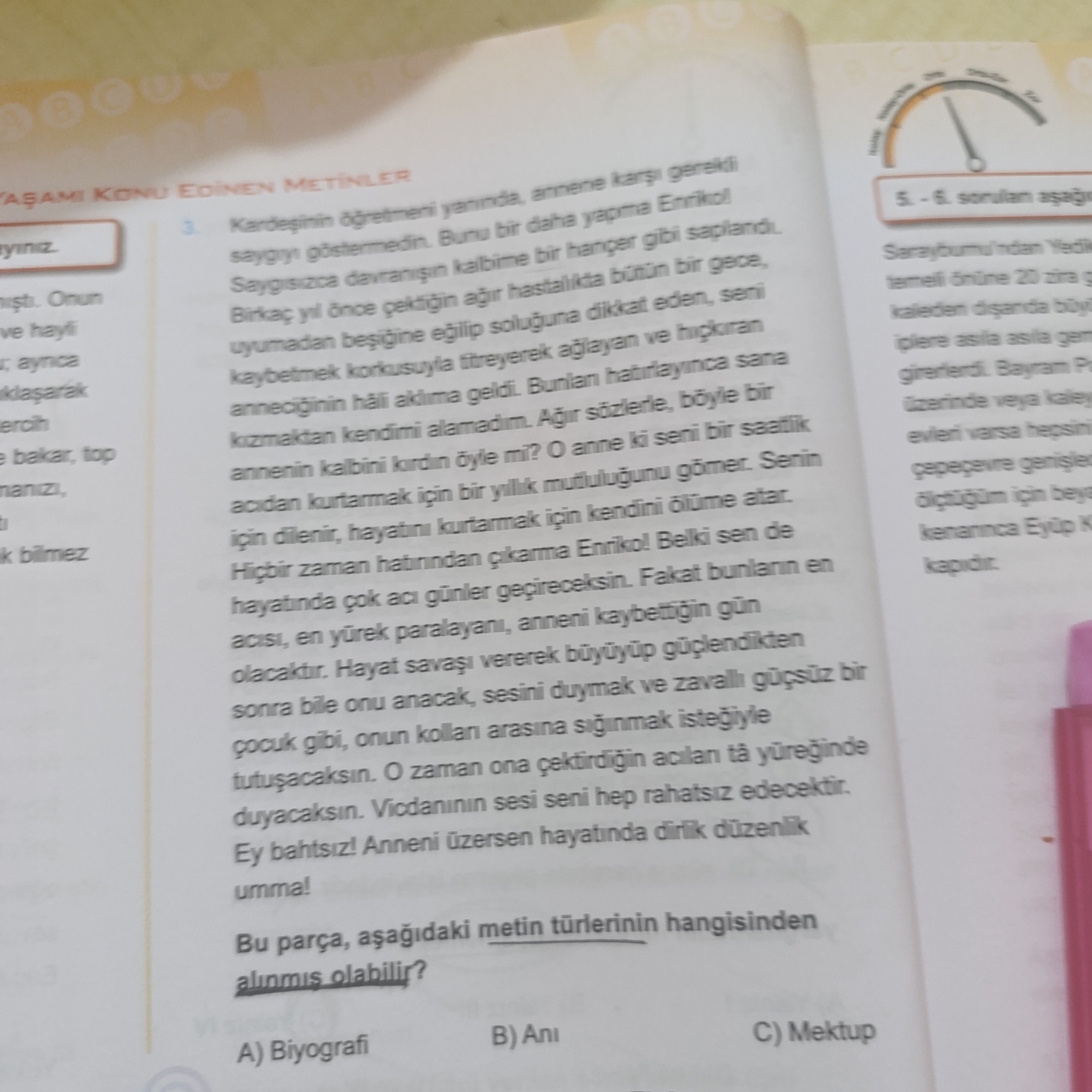 Kendisinin öğretmen yerinde, annene karş sengi saygısız gösterdin. Bunu bir daha yapma Enrikol