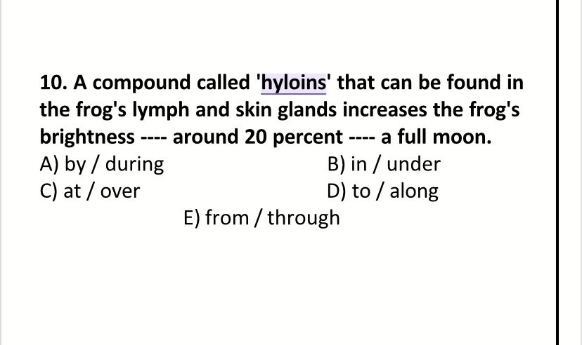 A compound called 'hyloins' that can be found in the frog's lymph and skin glands increases the