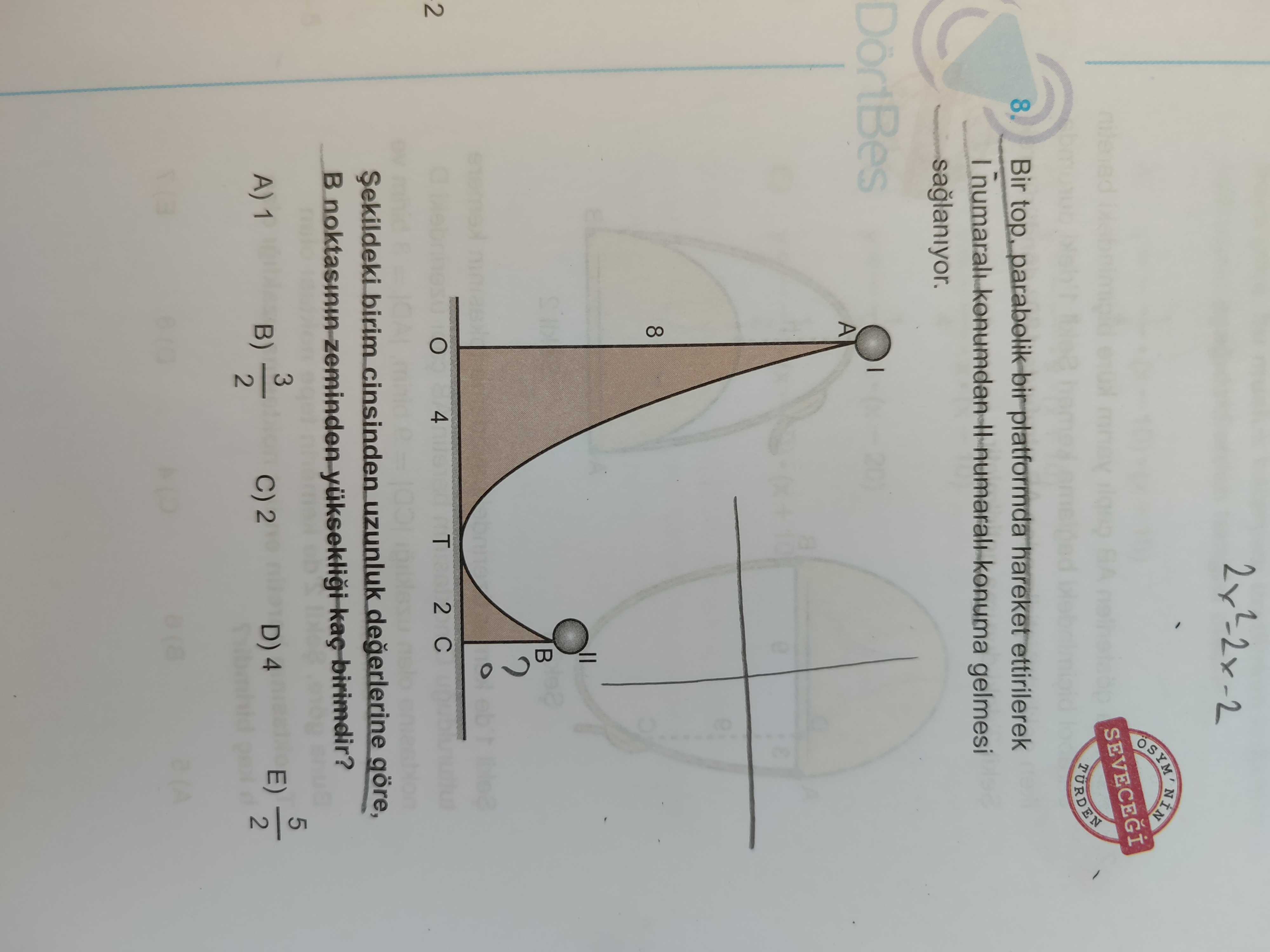 Bir top, parabolik bir platformda hareket ettirilerek I numaralı konumdan II numaralı konuma gelmesi