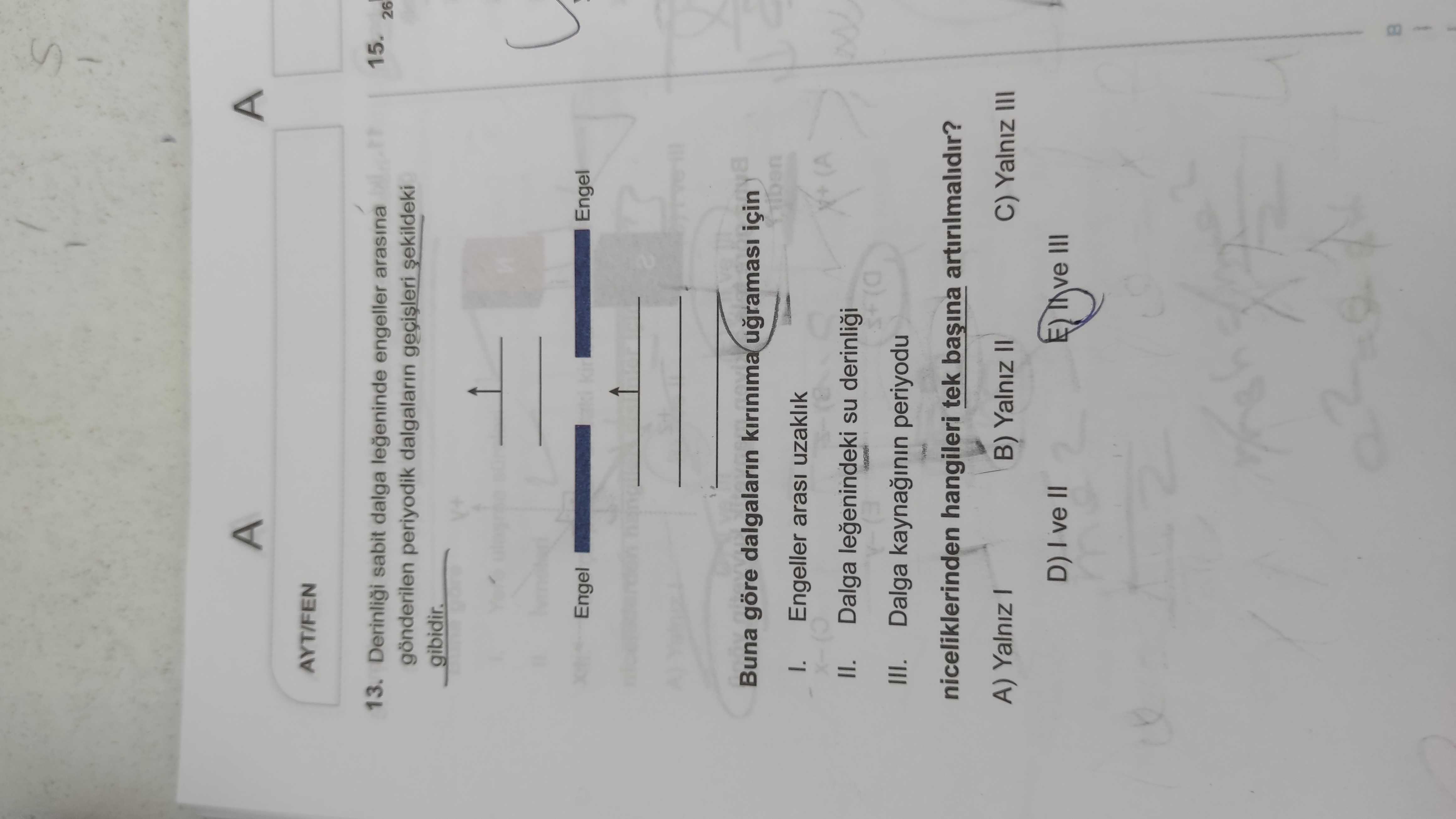 Derinliği sabit dalga leğeninde engeller arasına gönderilen periyodik dalgaların geçişleri şekildeki