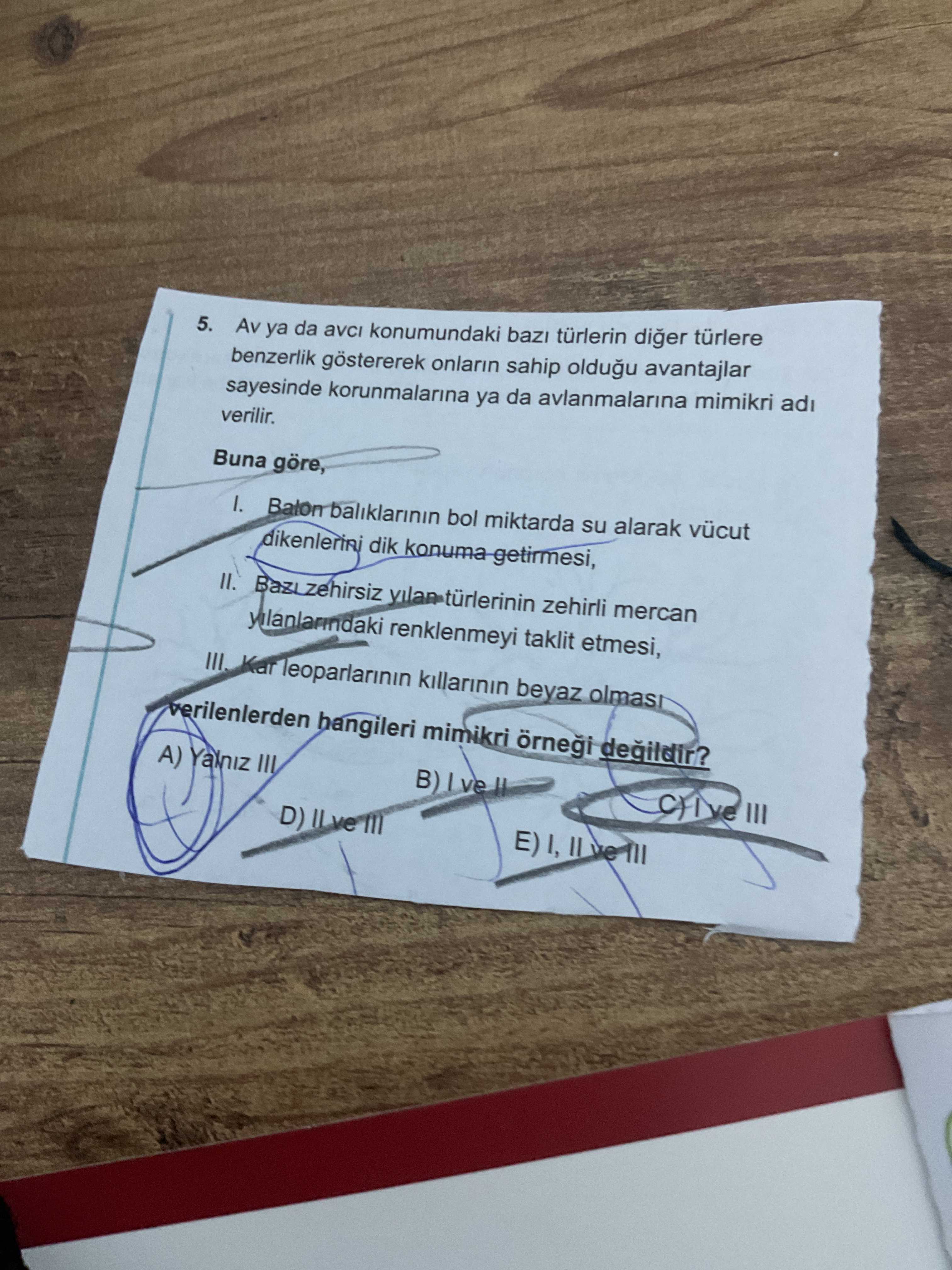 Av ya da avcı konumundaki bazı türlerin diğer türlere benzerlik göstererek onların sahip olduğu