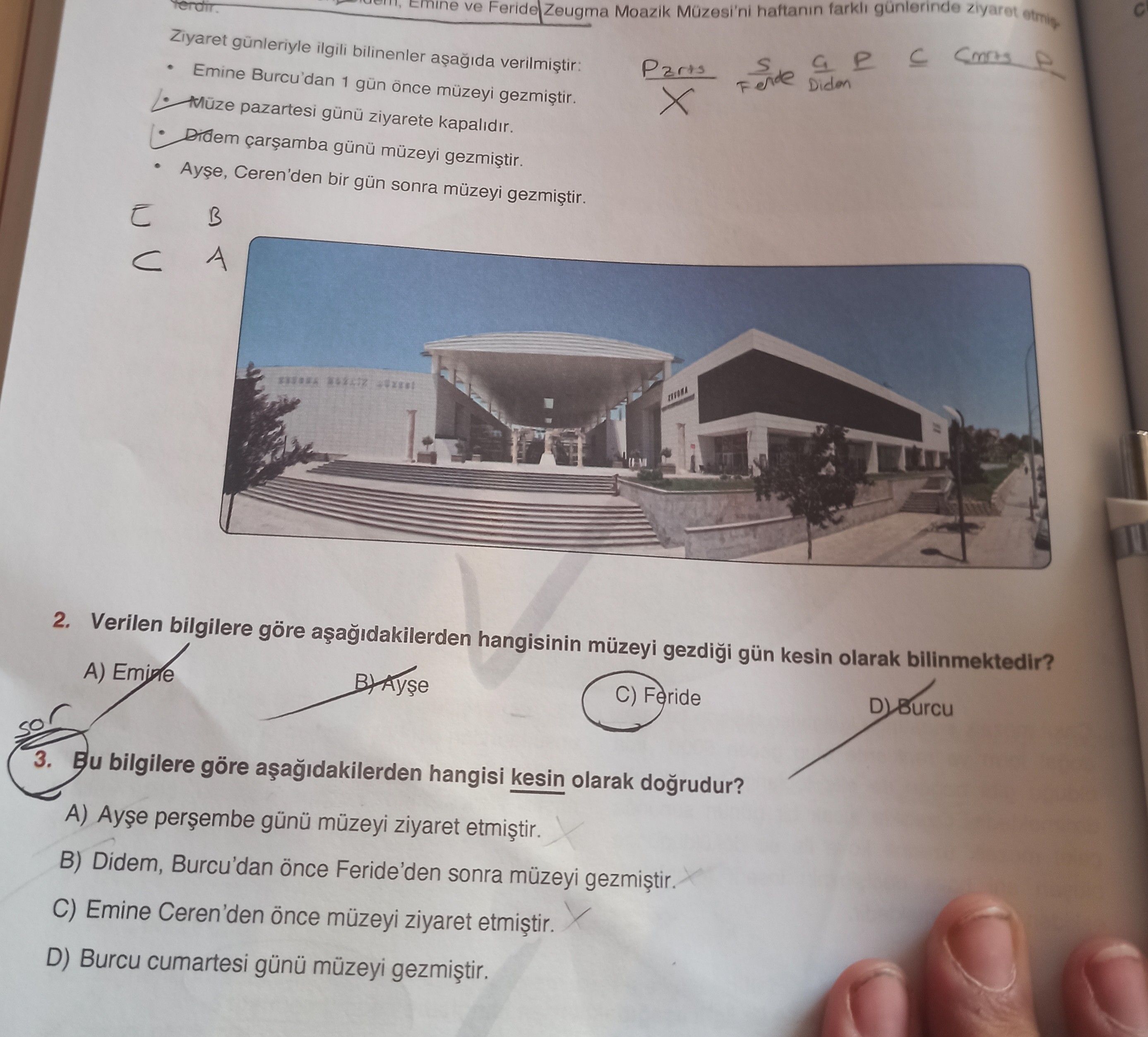 Verilen bilgilere göre aşağıdakilerden hangisinin müzeyi gezdiği gün kesin olarak bilinmektedir?