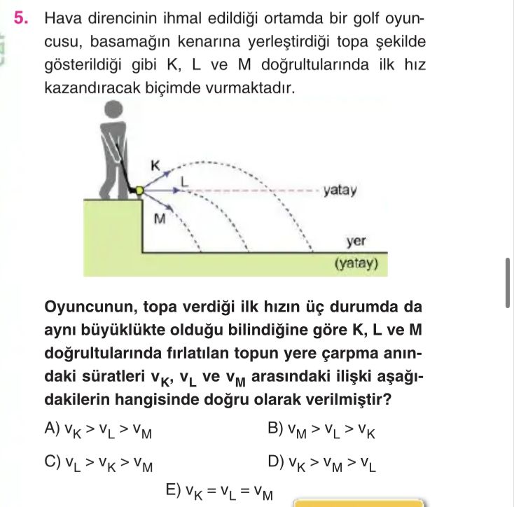 Hava direncinin ihmal edildiği ortamda bir golf oyuncusu, basamağın kenarına yerleştirdiği topa