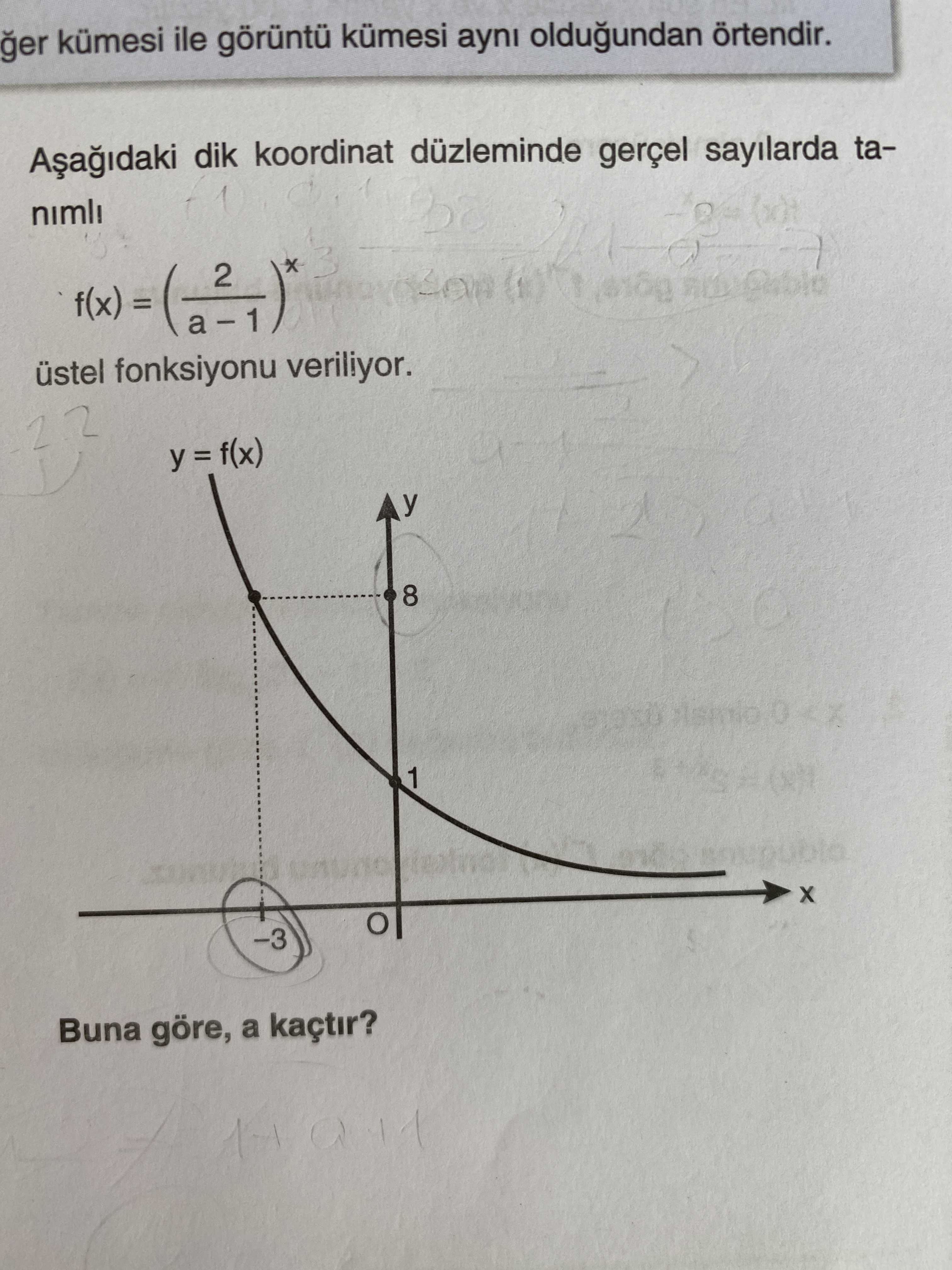 Kümesi ile kümesi ayni oldugundan örtendir. dik koordinat düzleminde gerçel sayilarda tanimli f(x) = a - 1 2 üstel fonksiyonu veriliyor. 8 1 Buna göre, a kaçtir. ?? Model.Question.title