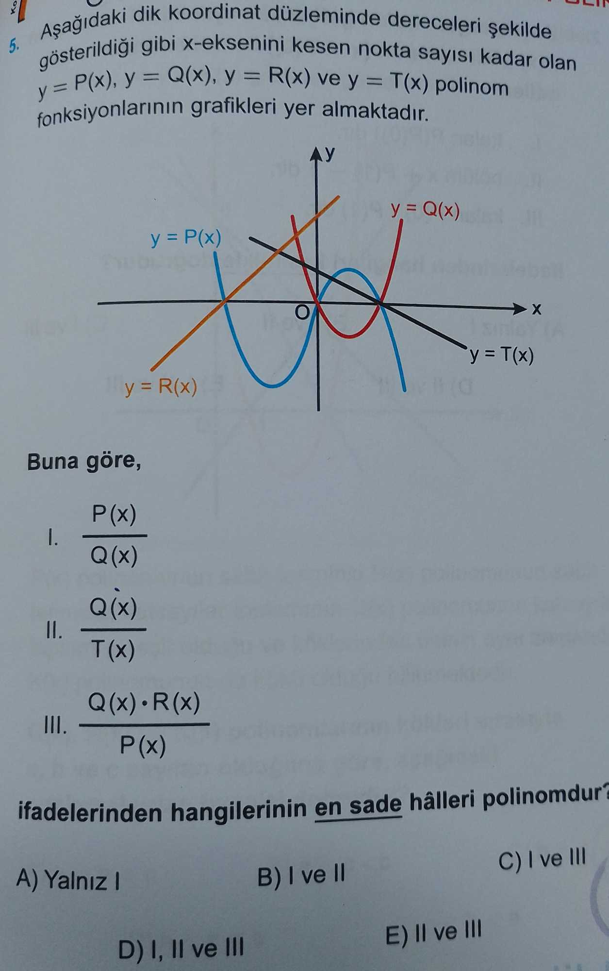 Aşağıdaki dik koordinat düzleminde dereceleri şekilde gösterildiği gibi x-eksenini kesen nokta