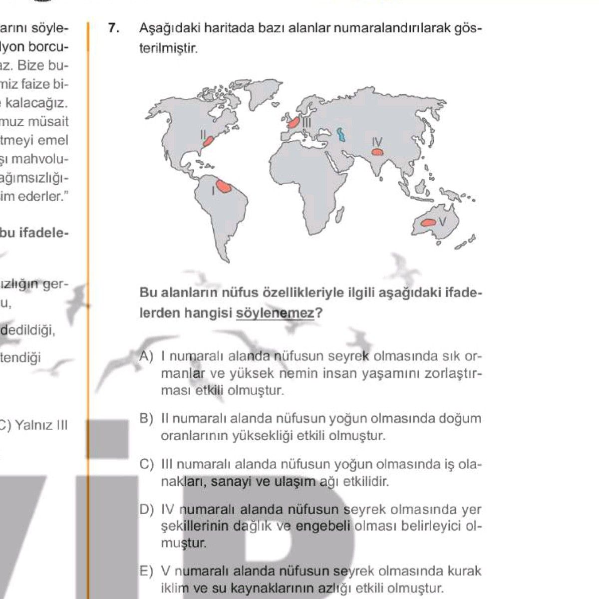 Aşağıdaki haritada bazı alanlar numaralandırılarak gösterilmiştir. Bu alanların nüfus özellikleriyle