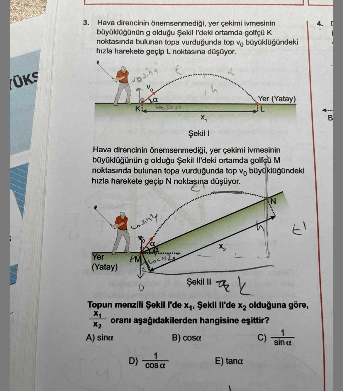 Hava direncinin önemsenmediği, yer çekimi ivmesinin büyüklüğünün g olduğu Şekil I'deki ortamda