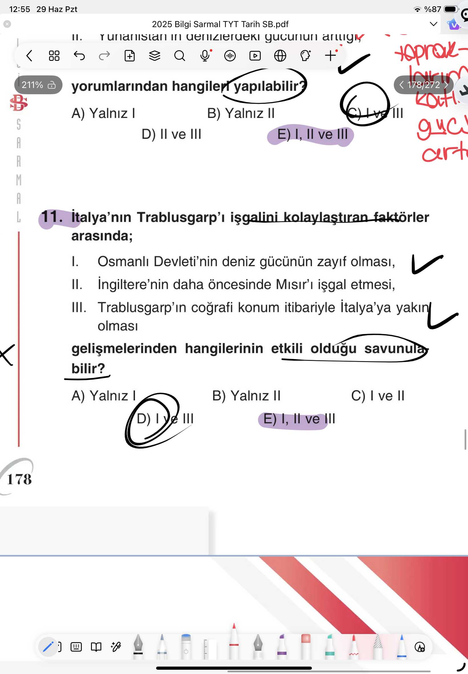 İtalya'nın Trablusgarp'ı işgalini kolaylaştıran faktörler arasında; I. Osmanlı Devleti'nin deniz
