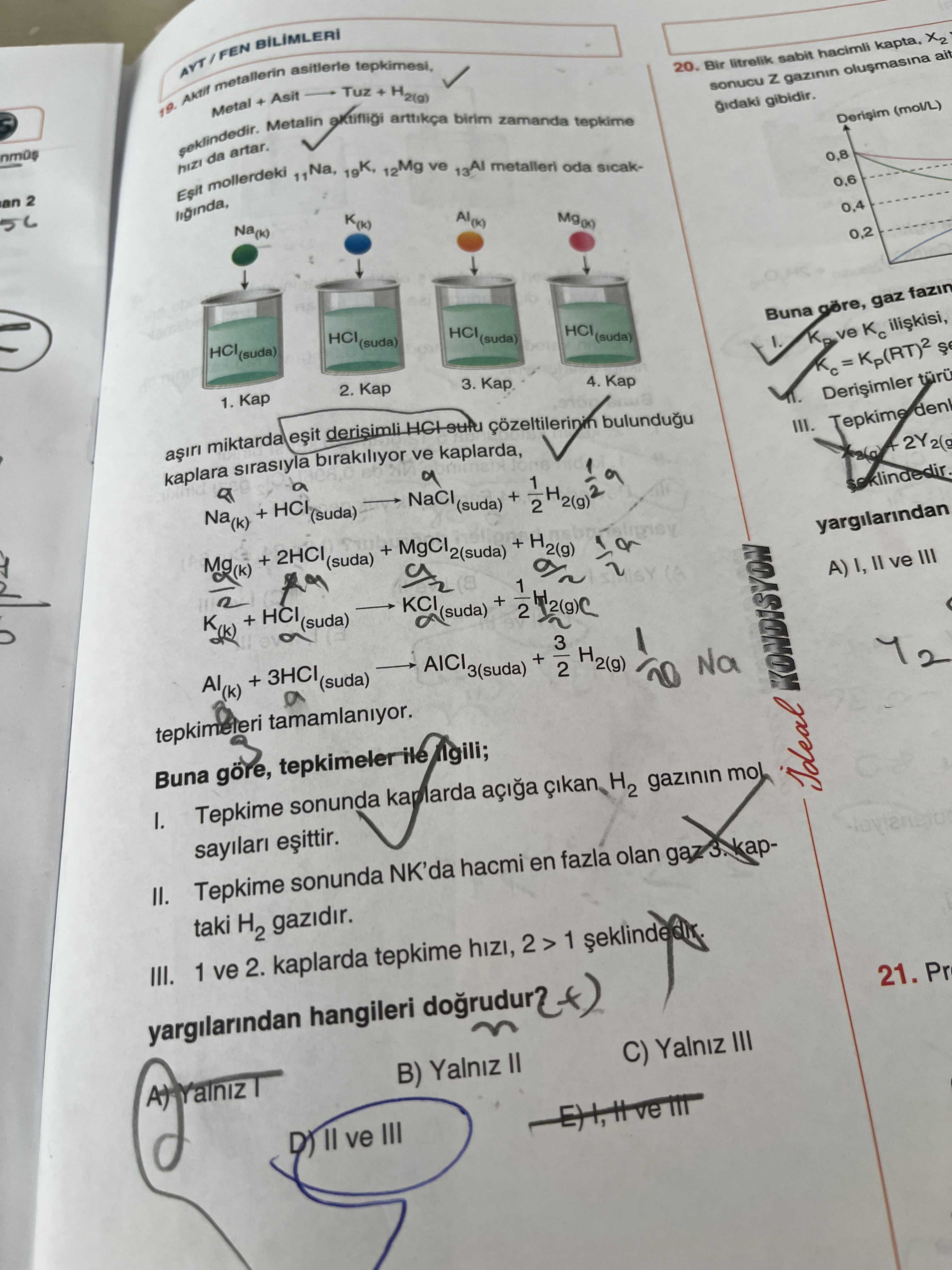 Aktif metallerin asitlerle tepkimesi, Metal + Asit → Tuz + H₂(g) şeklindedir. Metalin aktifliği