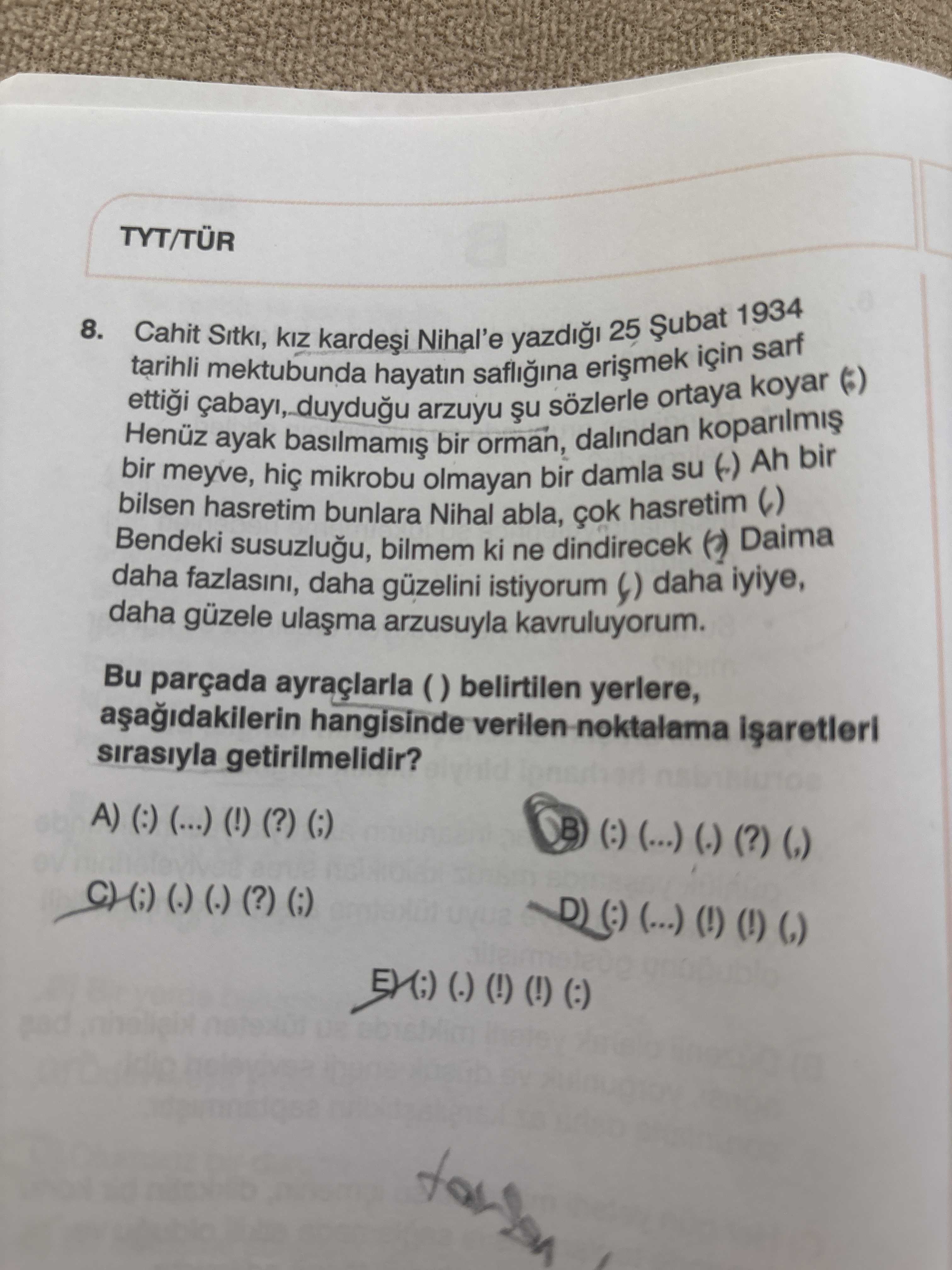 Cahit Sıtkı, kız kardeşi Nihal'e yazdığı 25 Şubat 1934 tarihli mektubunda hayatın saflığına erişmek