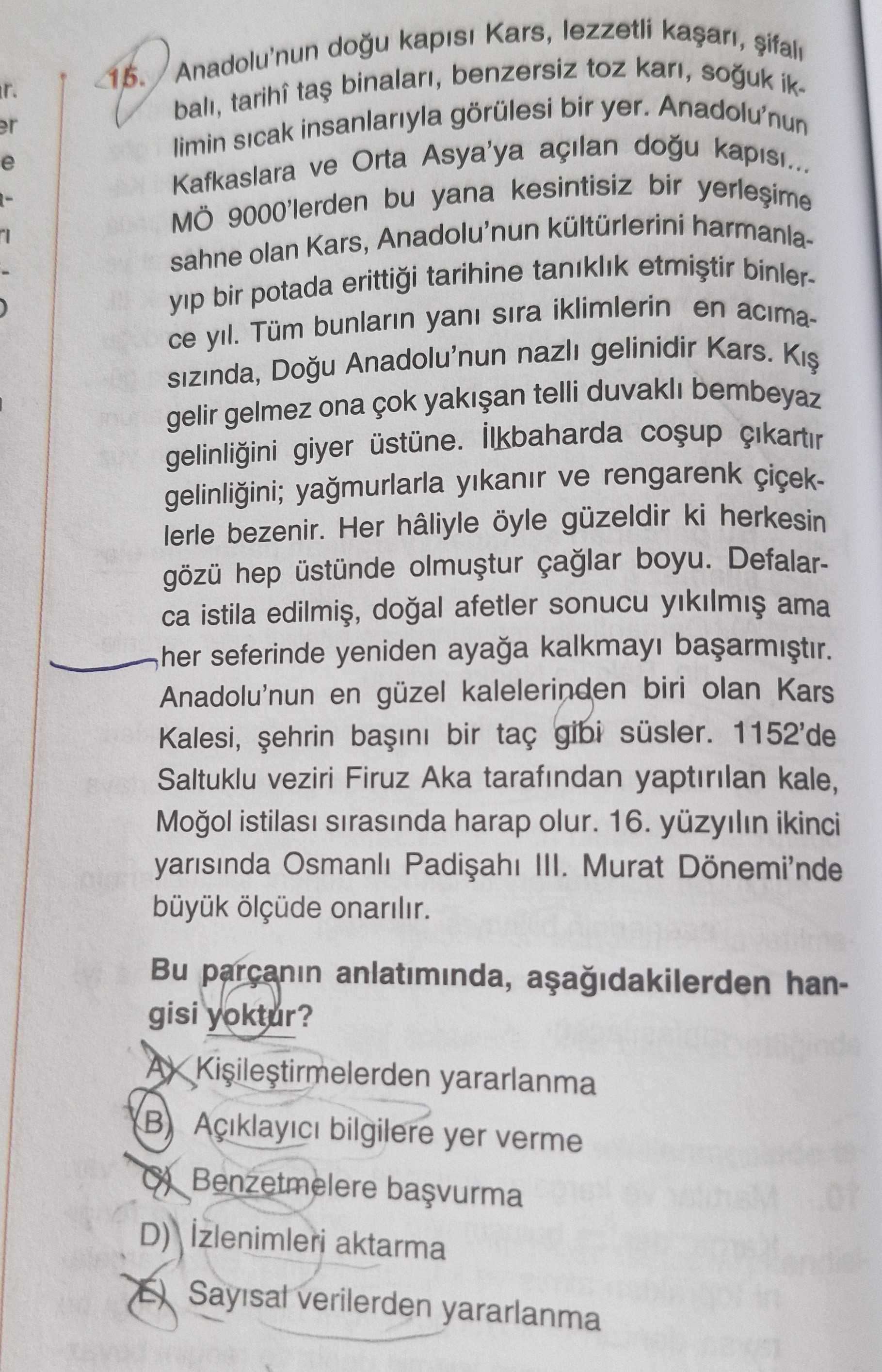 Anadolu'nun doğu kapısı Kars, lezzetli kaşarı, şifalı balı, tarihi taş binaları, benzersiz toz karı