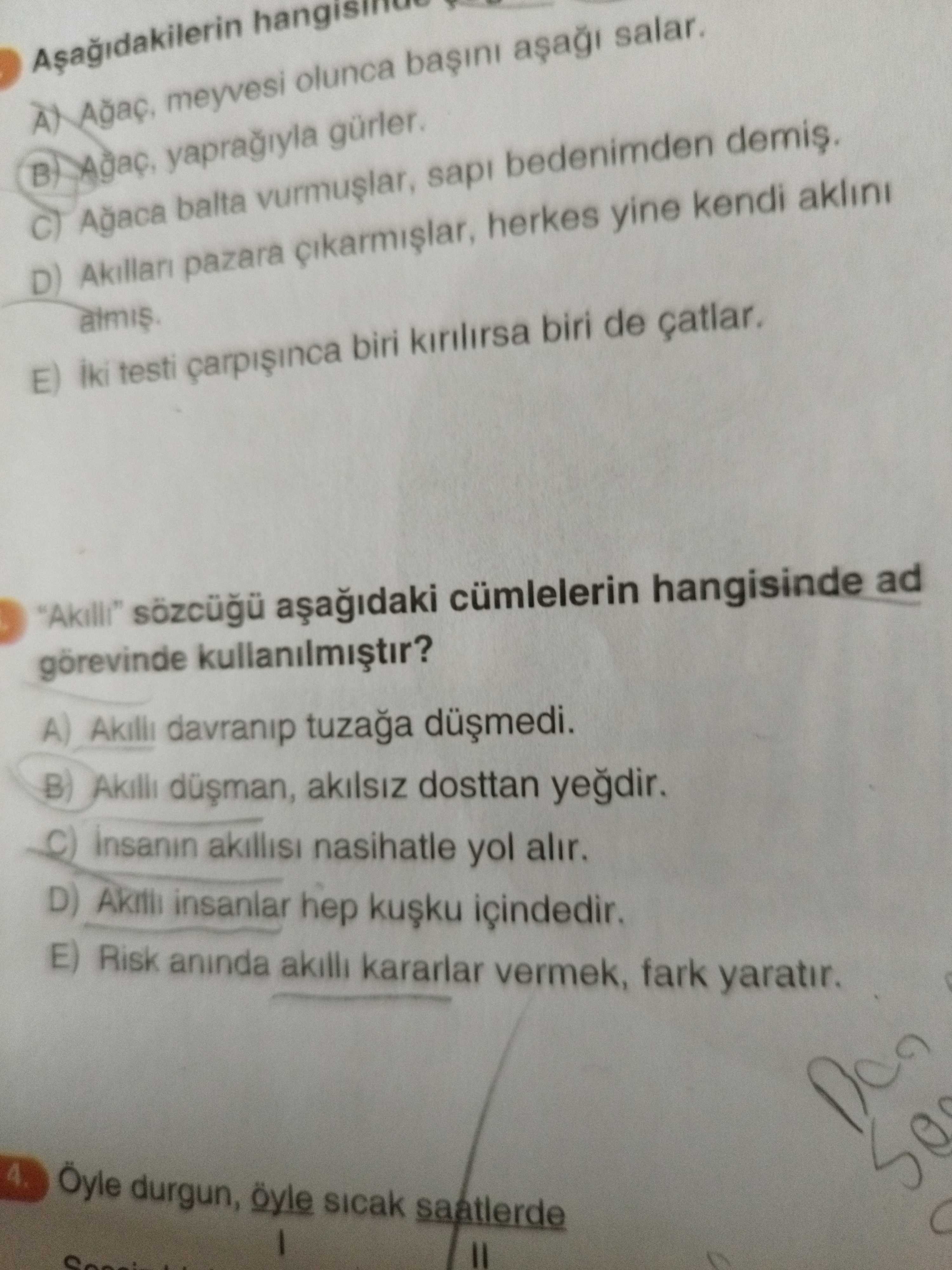"Akıllı" sözcüğü aşağıdaki cümlelerin hangisinde ad görevinde kullanılmıştır?