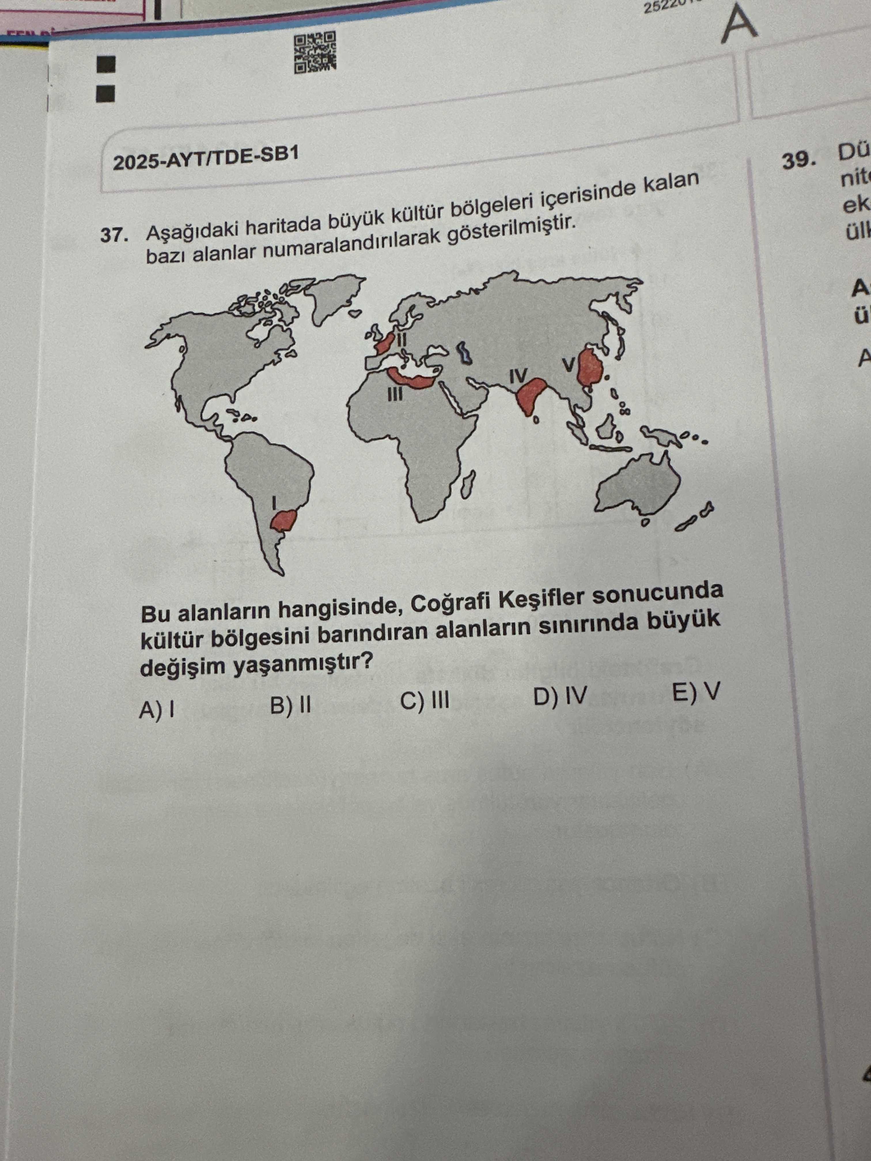 Aşağıdaki haritada büyük kültür bölgeleri içerisinde kalan bazı alanlar numaralandırılarak