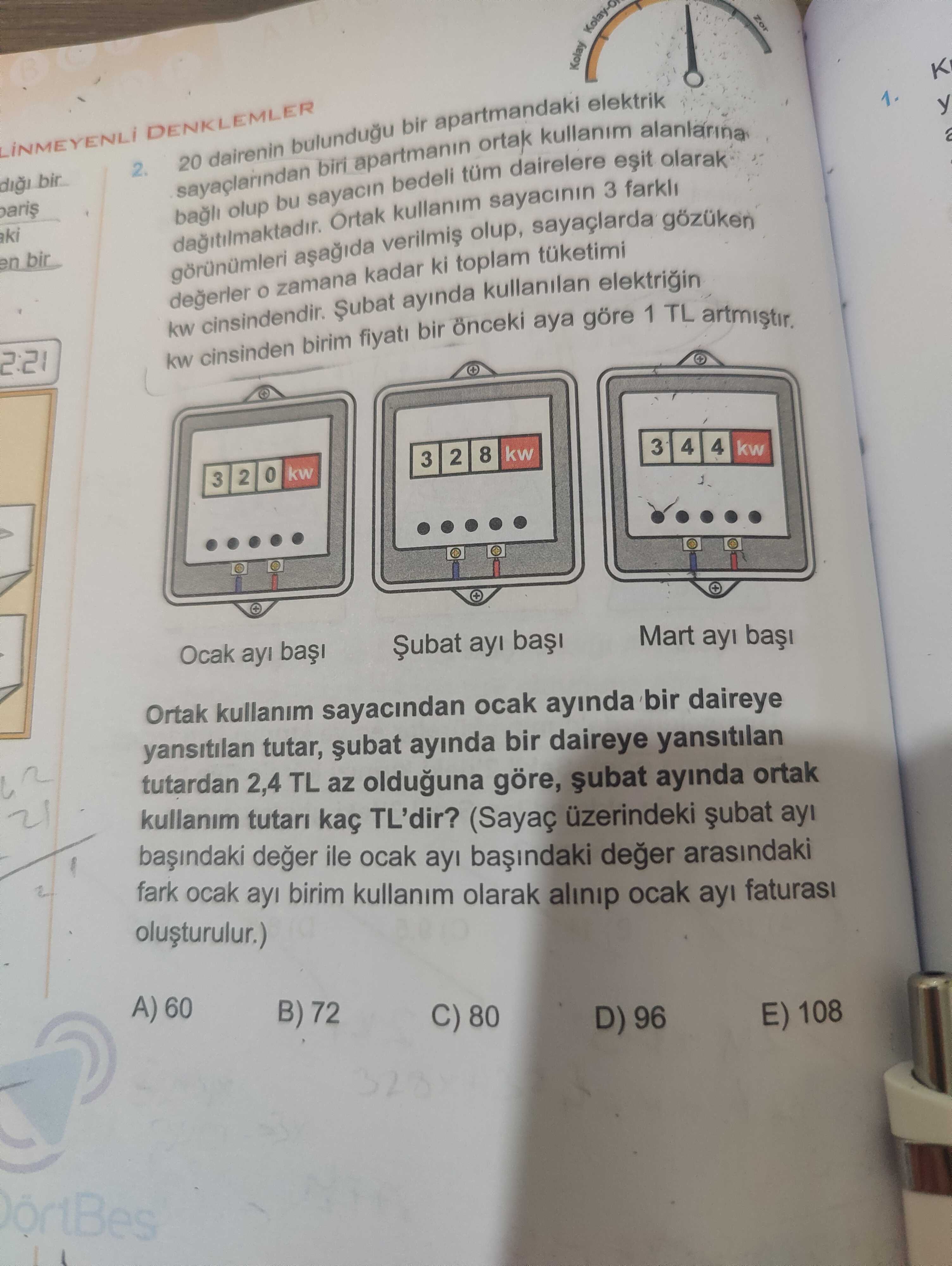 20 dairenin bulunduğu bir apartmandaki elektrik sayaçlarından biri apartmanın ortak kullanım