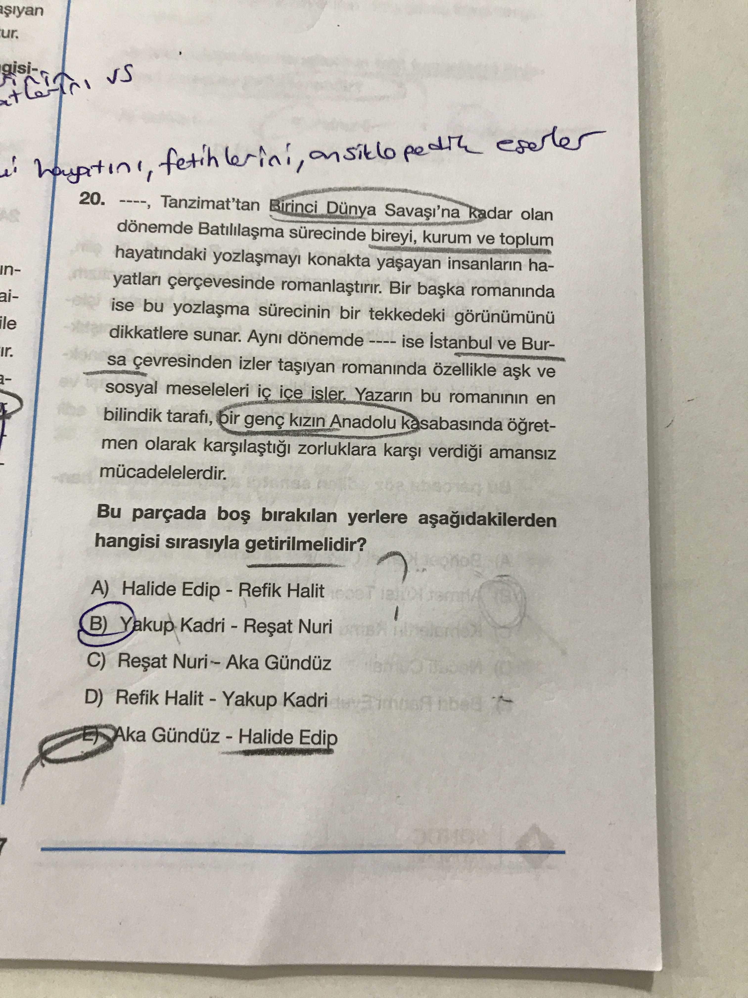 ----, Tanzimat'tan Birinci Dünya Savaşı'na kadar olan dönemde Batılılaşma sürecinde bireyi, kurum ve