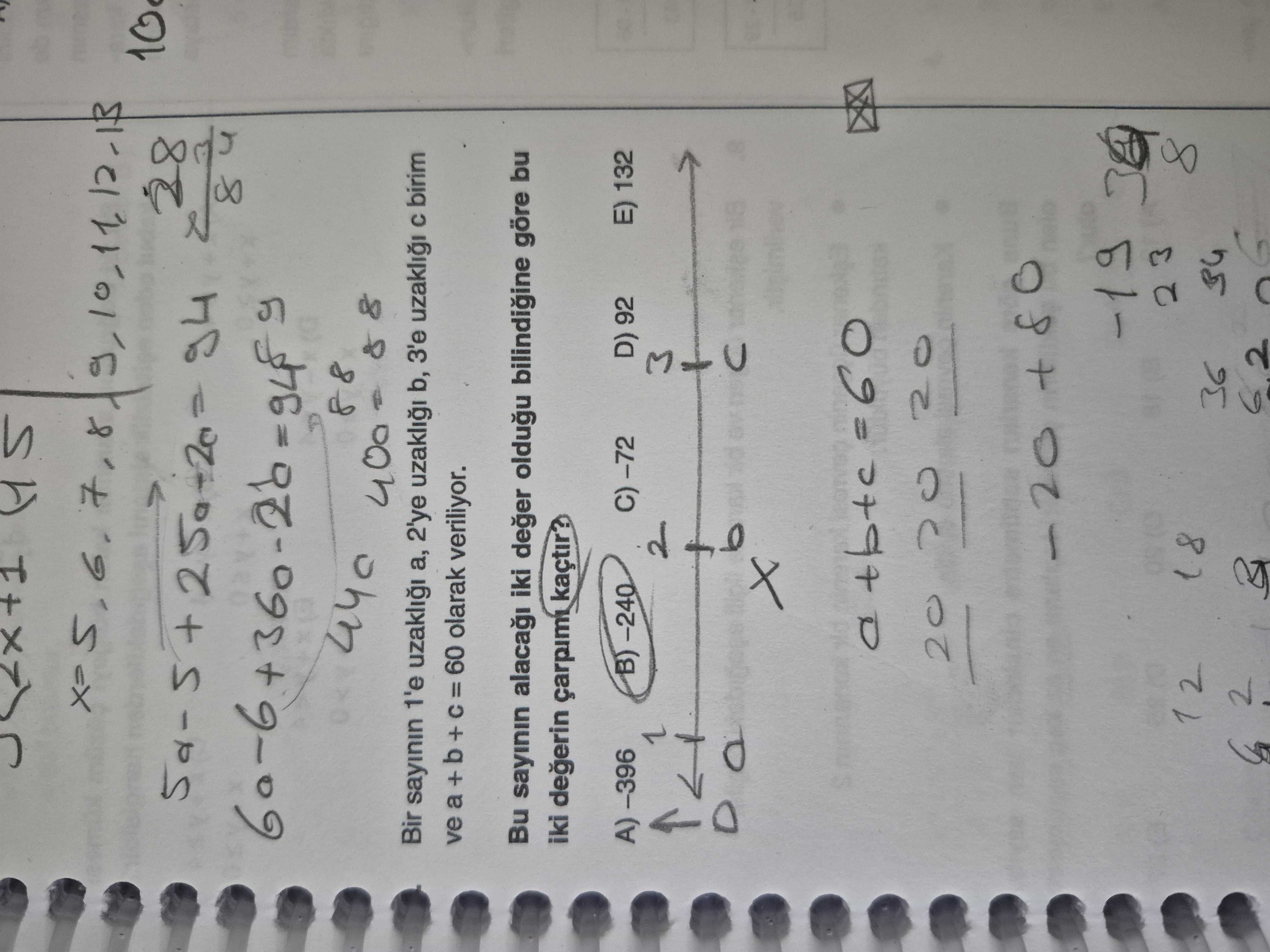 28 94 88 Bir sayinin 1'e 2'ye b, 3'e birim ve a + b + = 60 olarak veriliyor. Bu sayinin alaca iki deger oldugu göre bu iki degerin kaçtir. A) -396 D) 92 E) 132 B) -240 1 2 3 20 -19 8 18 36 2 28 94 88 Bir sayinin 1'e 2'ye b, 3'e birim ve a + b + = 60 olarak veriliyor. A) -396 D) 92 E) 132 B) -240 1 2 3 20 -19 8 18 36 2. ?? Model.Question.title