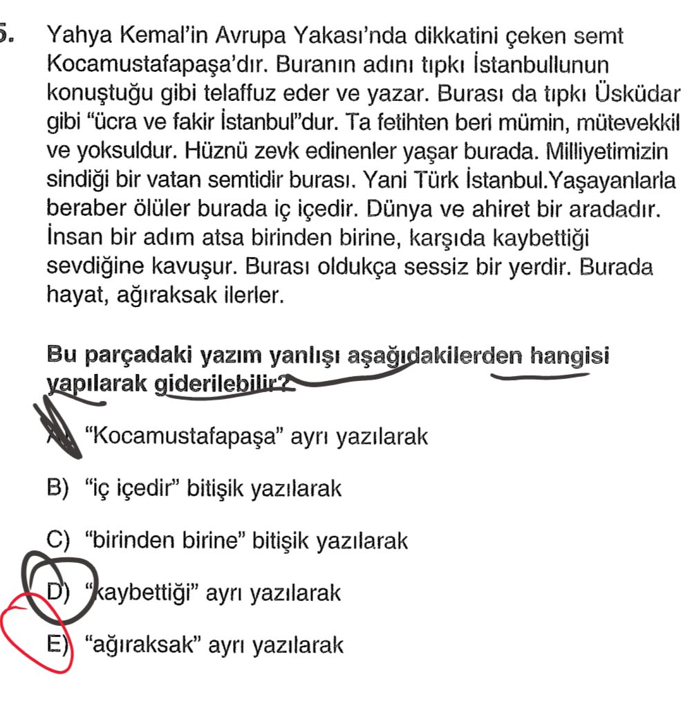 Yahya Kemal'in Avrupa Yakası'nda dikkatini çeken semt Kocamustafapaşa'dır. Buranın adını tıpkı