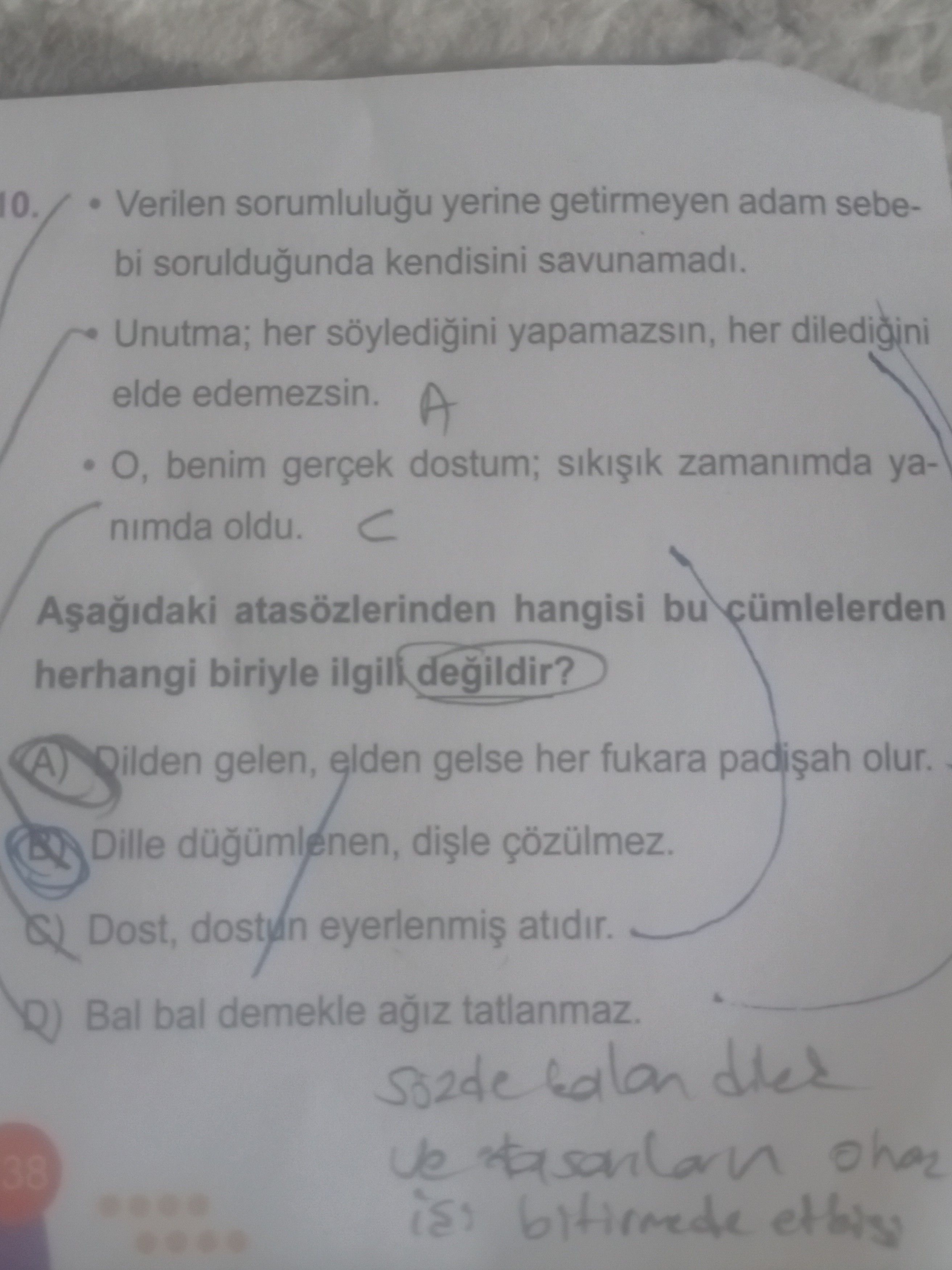 • Verilen sorumluluğu yerine getirmeyen adam sebebi sorulduğunda kendisini savunamadı. • Unutma; her