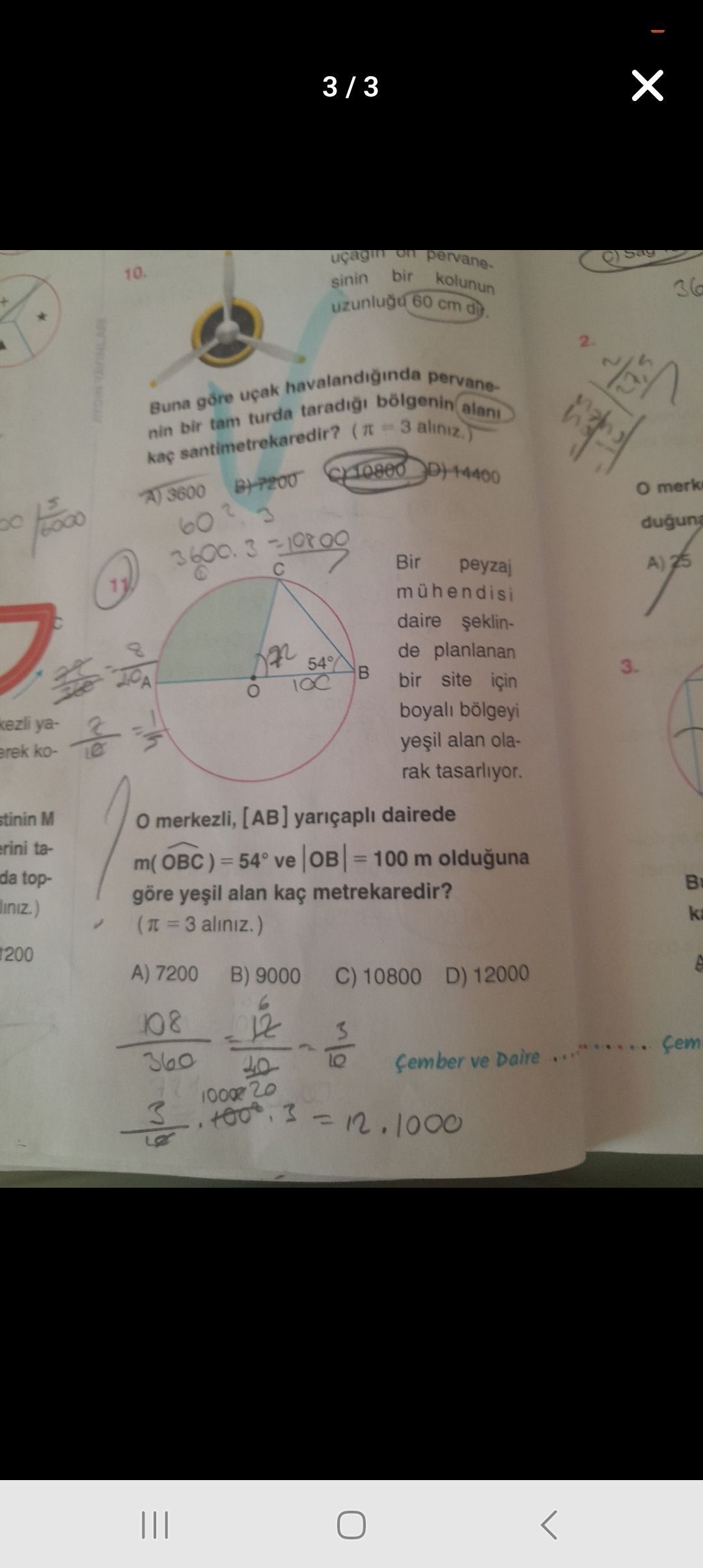 Bir peyzaj mühendisi daire şeklinde planlanan bir site için boyalı bölgeyi yeşil alan olarak