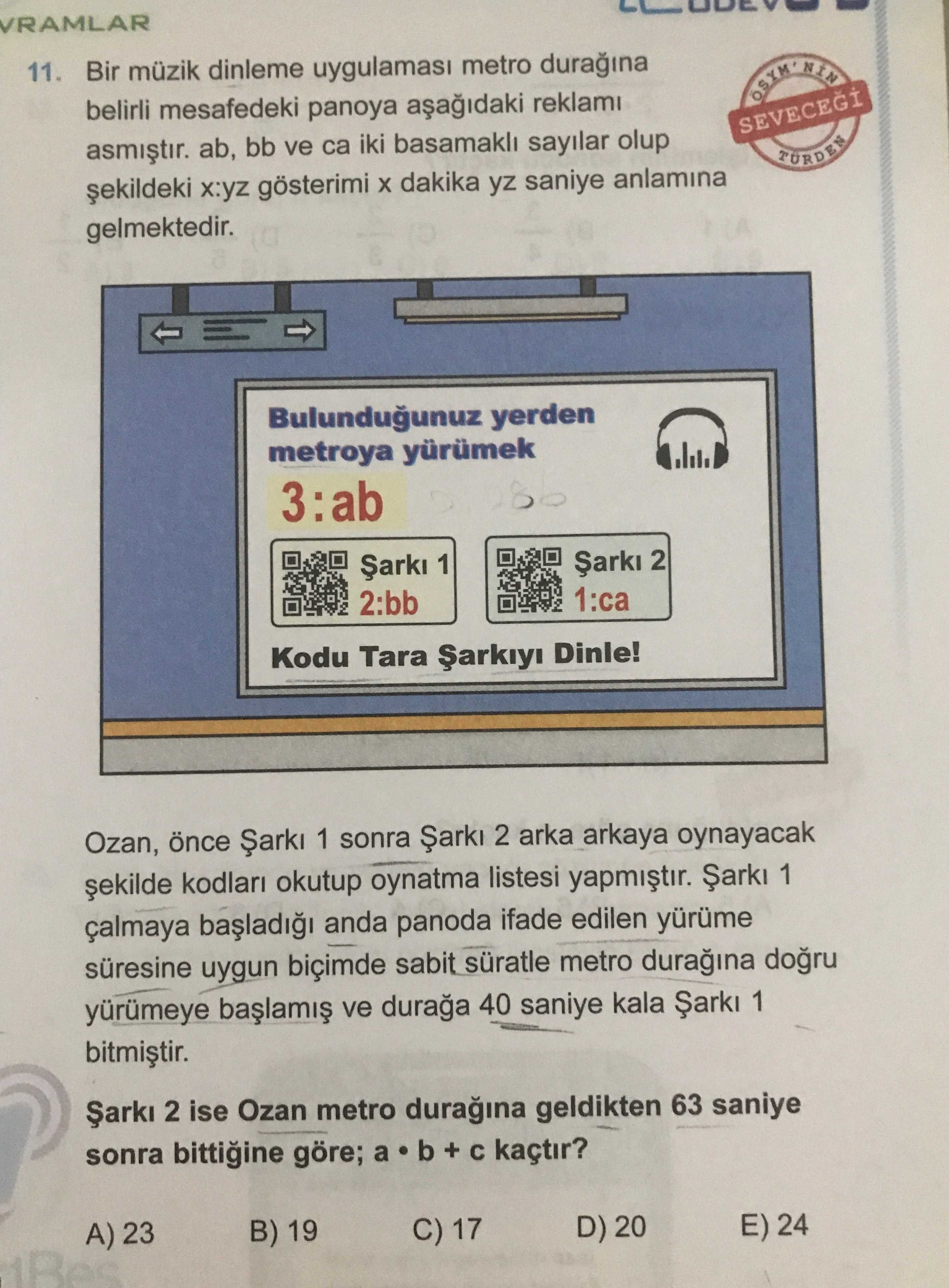 Bir müzik dinleme uygulaması metro durağına belirli mesafedeki panoya aşağıdaki reklamı asmıştır