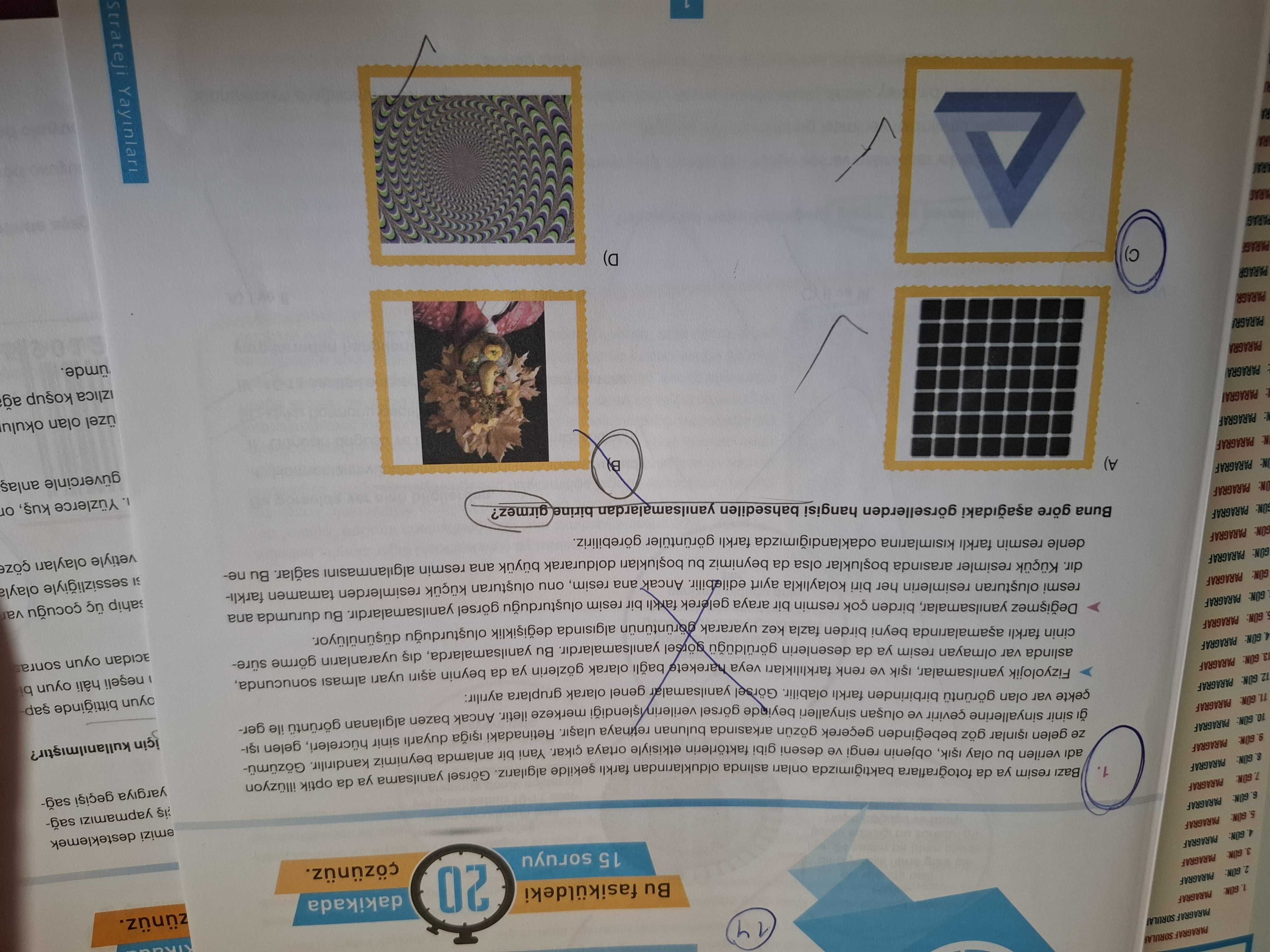 Buna göre aşağıdaki görsellerden hangisi bahsedilen yanılsamalardan birine girmez?
