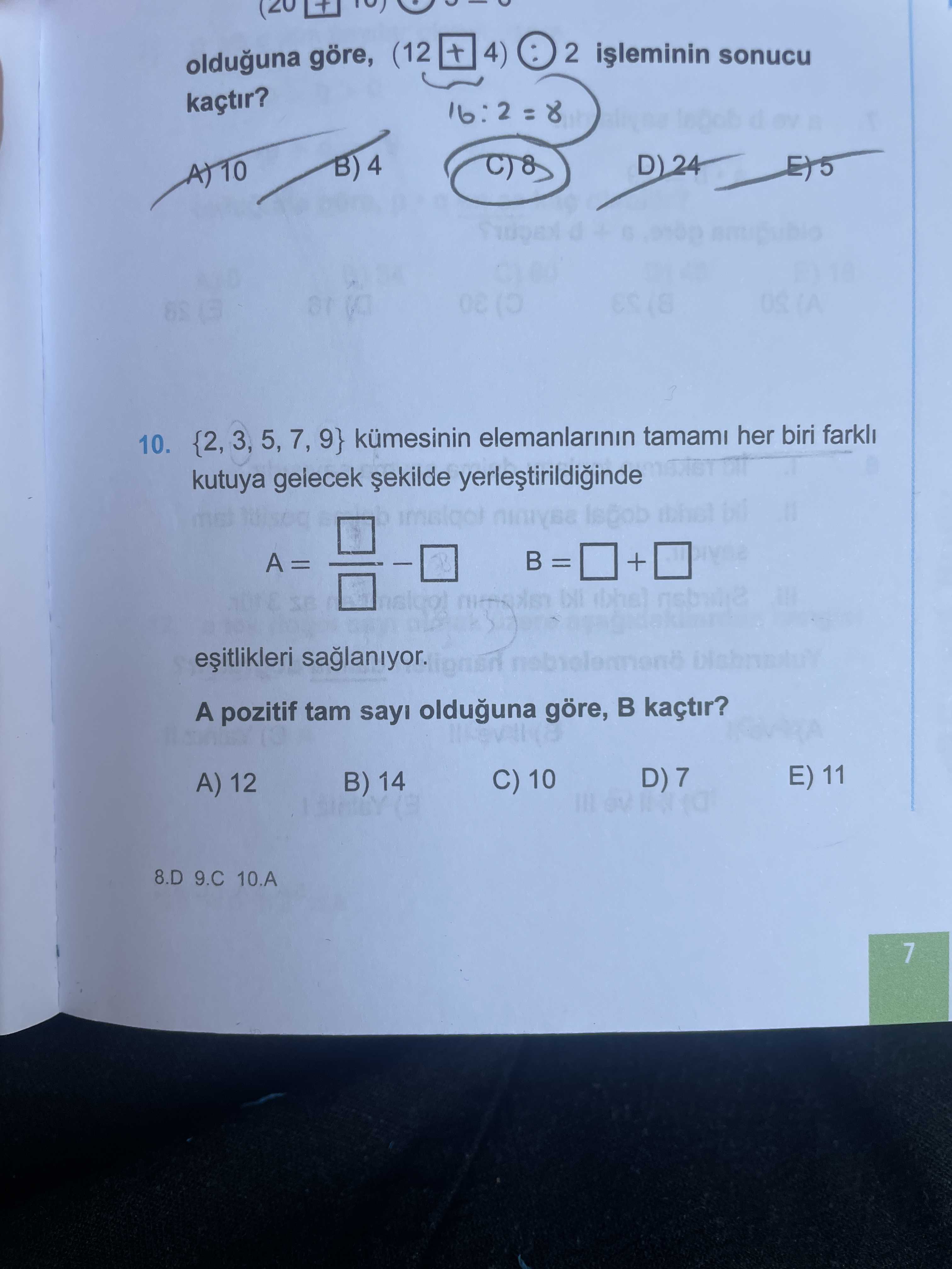 {2, 3, 5, 7, 9} kümesinin elemanlarının tamamı her biri farklı kutuya gelecek şekilde