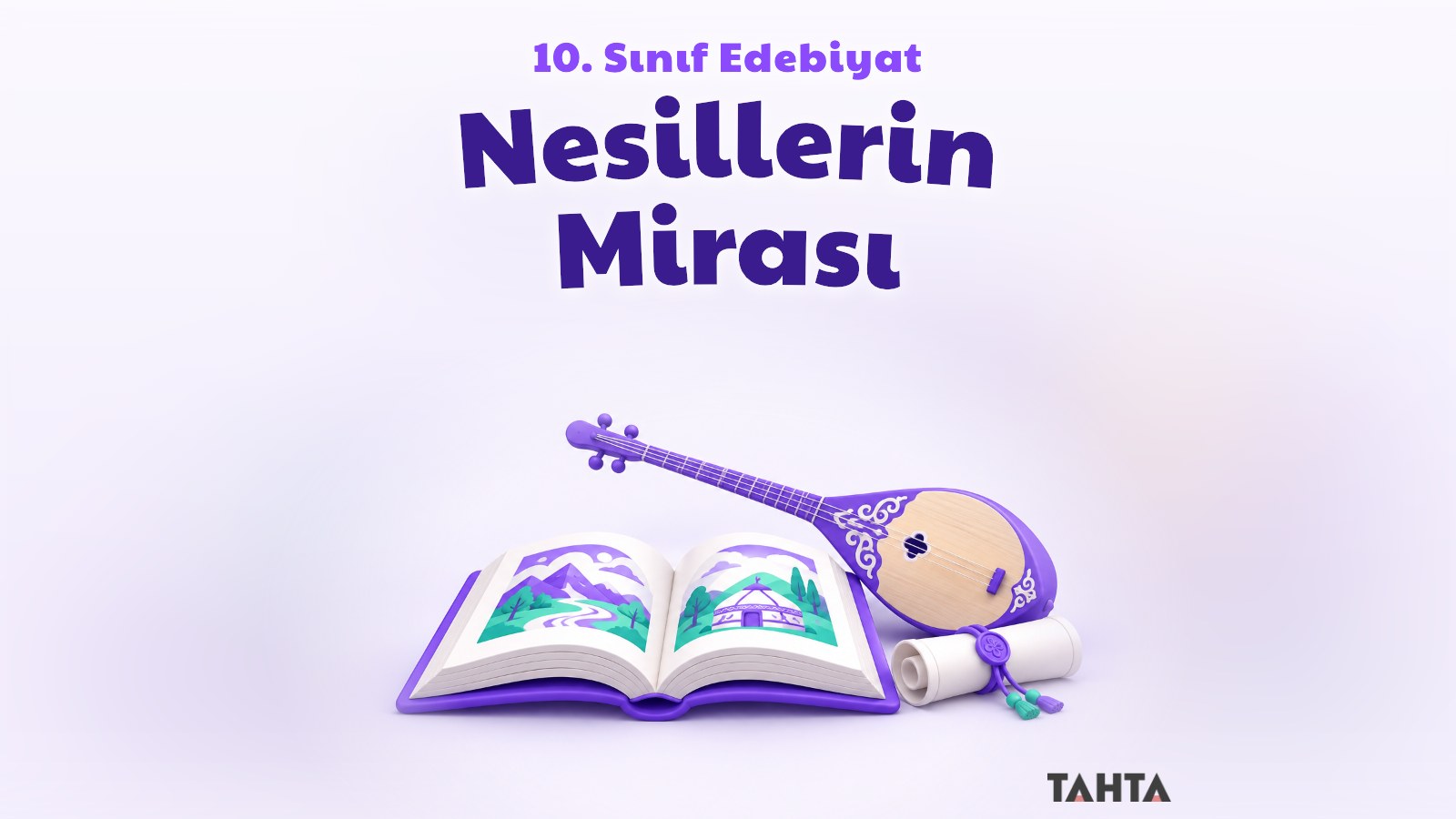 Nesillerin Mirası konusunu simgeleyen açık kitap ve kopuz