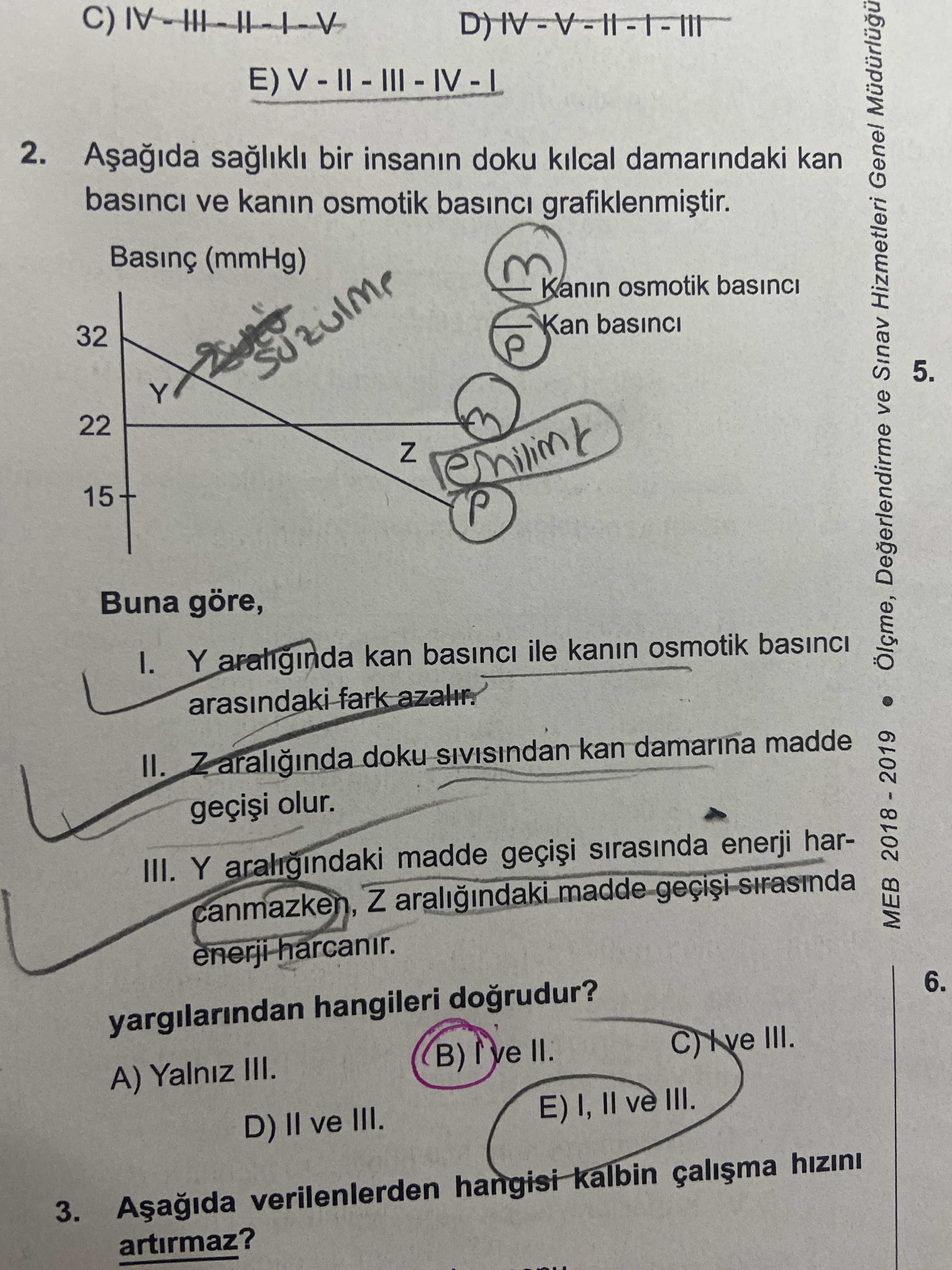Aşağıda sağlıklı bir insanın doku kılcal damarındaki kan basıncı ve kanın osmotik basıncı