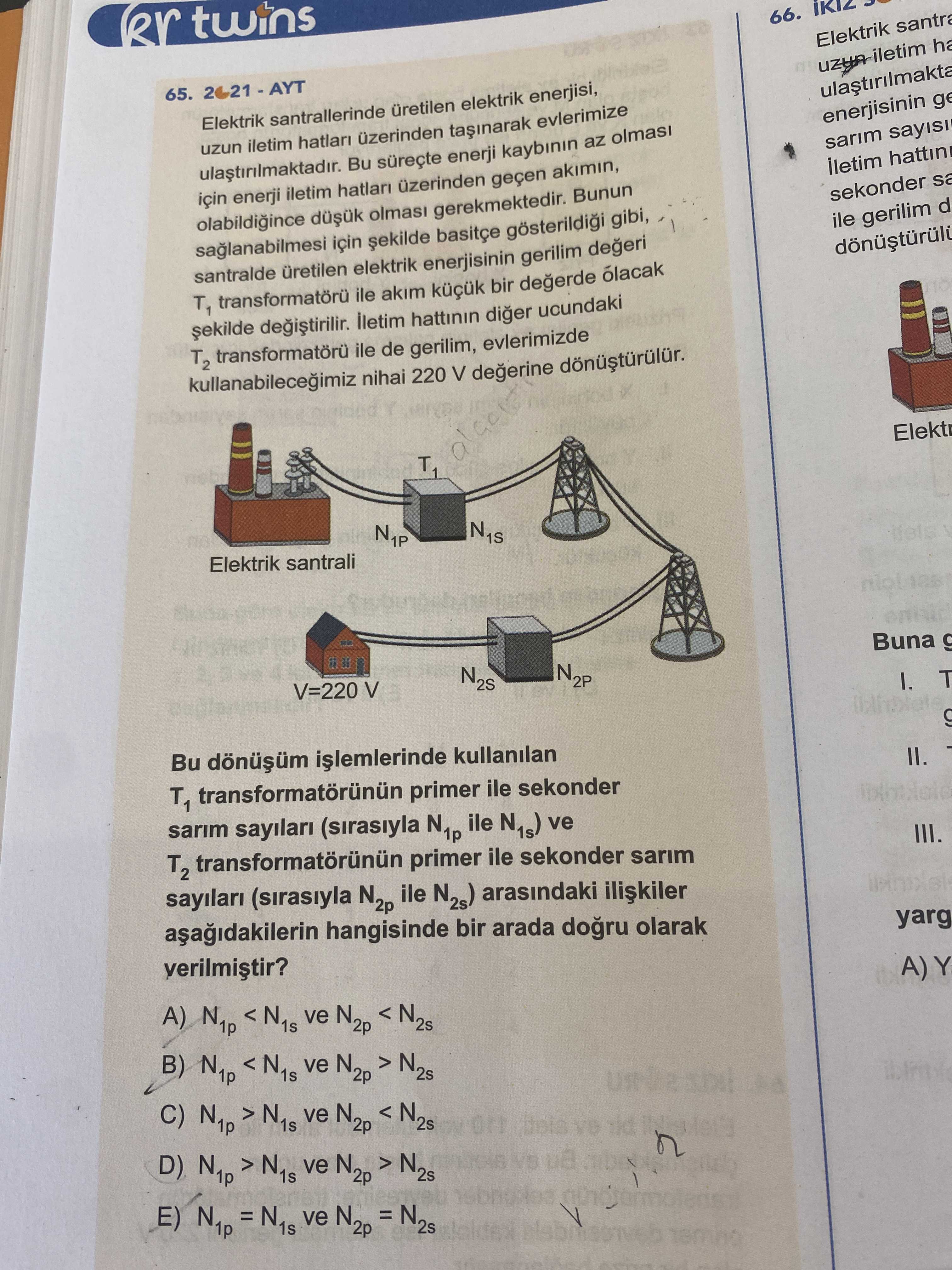 2021 - AYT Elektrik santrallerinde üretilen elektrik enerjisi, uzun iletim hatları üzerinden