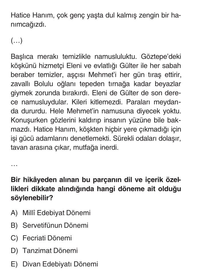 Hatice Hanım, çok genç yaşta dul kalmış zengin bir hanımcağızdı. (…) Başlıca merakı temizlikle