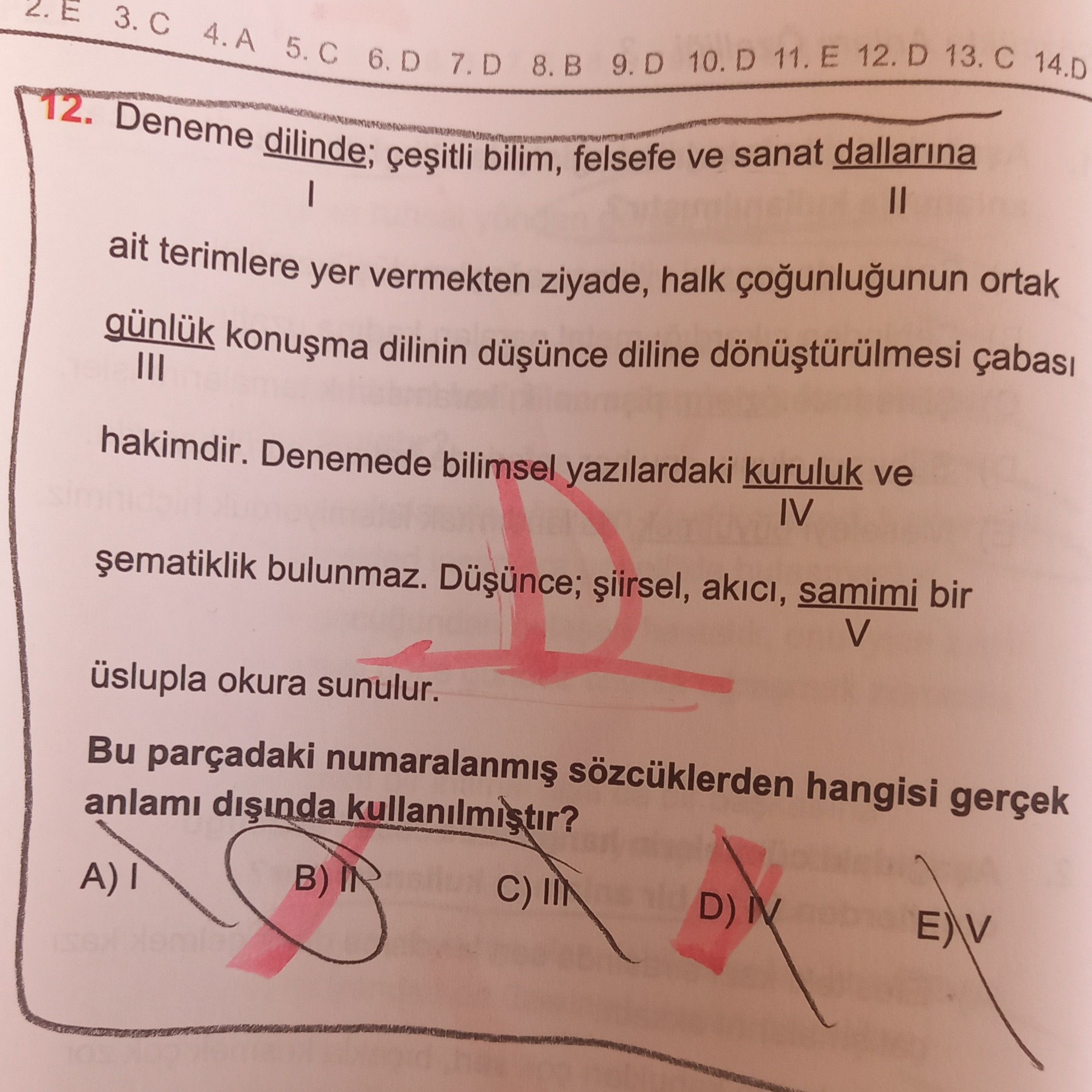 Deneme dilinde; çeşitli bilim, felsefe ve sanat dallarına I II ait terimlere yer vermekten ziyade