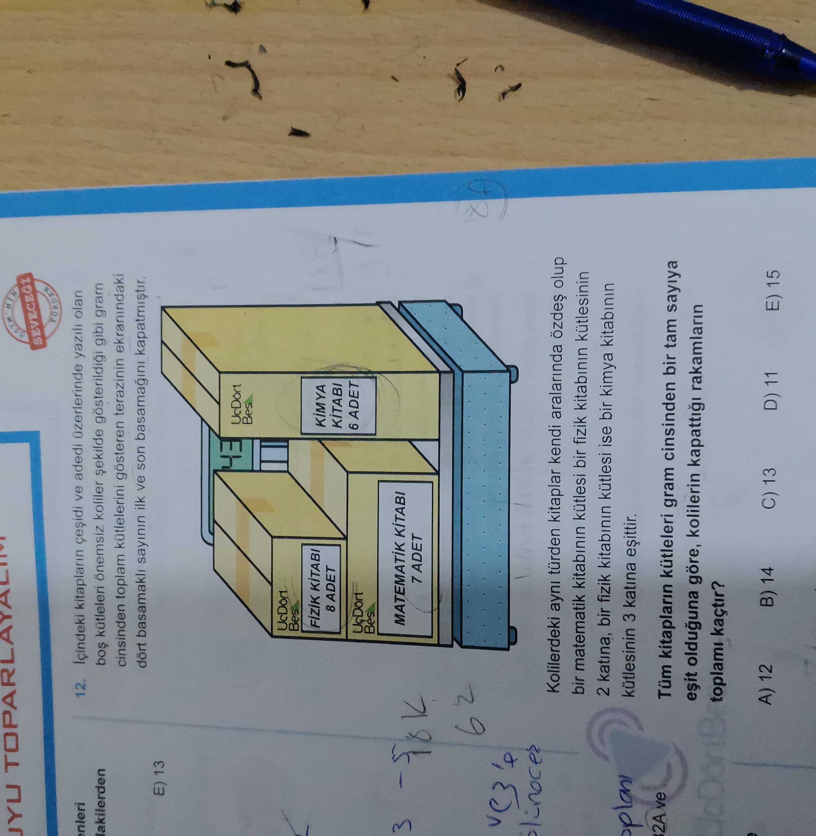 İçindeki kitapların çeşidi ve adedi üzerlerinde yazılı olan boş kütleleri önemsiz koliler şekilde