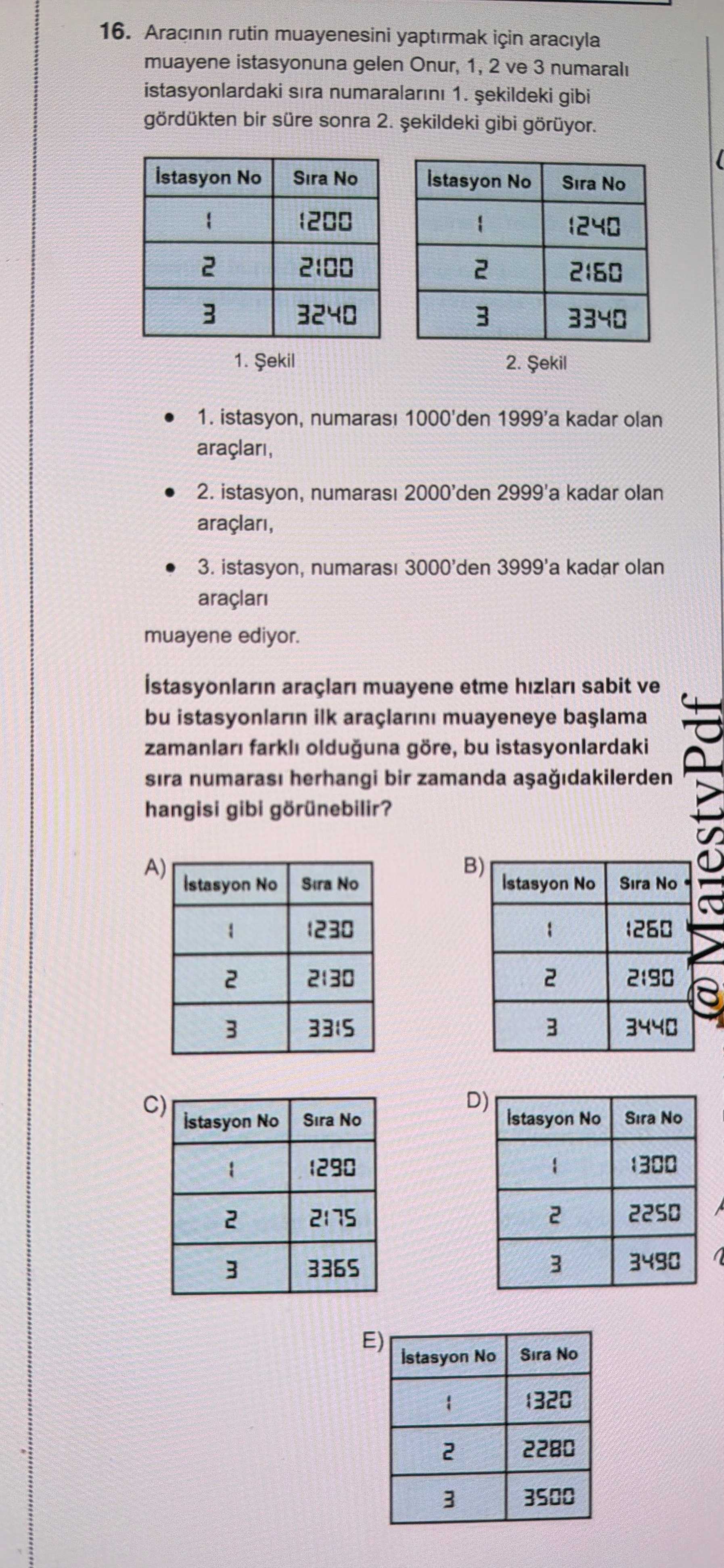 Aracının rutin muayenesini yaptırmak için aracıyla muayene istasyonuna gelen Onur, 1, 2 ve 3
