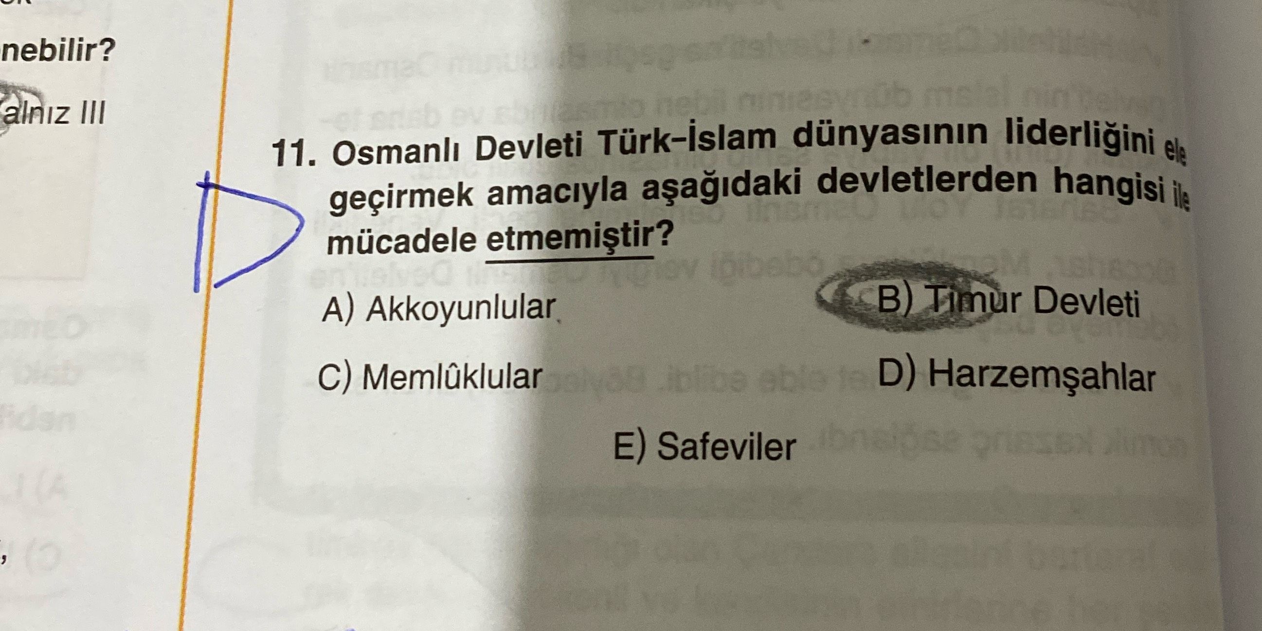 Osmanlı Devleti Türk-İslam dünyasının liderliğini ele geçirmek amacıyla aşağıdaki devletlerden
